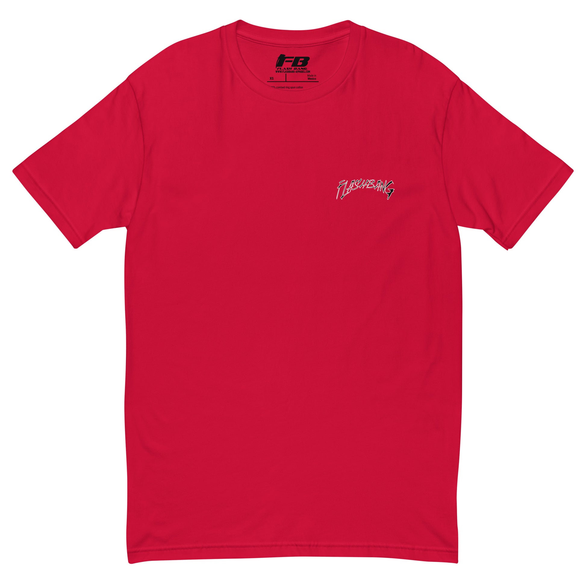LA Lost Souls T-shirt with skeleton design, embodying streetwear LA style and honoring veterans - Front View - Red with Flashbang Text