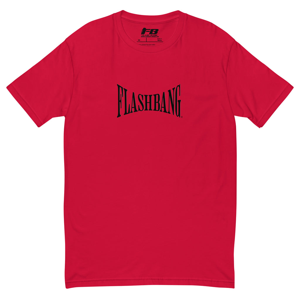 Flashbang Warp Black Logo T-shirt - Military Tribute Design for Veterans and Patriotic Supporters - Front View -  Red