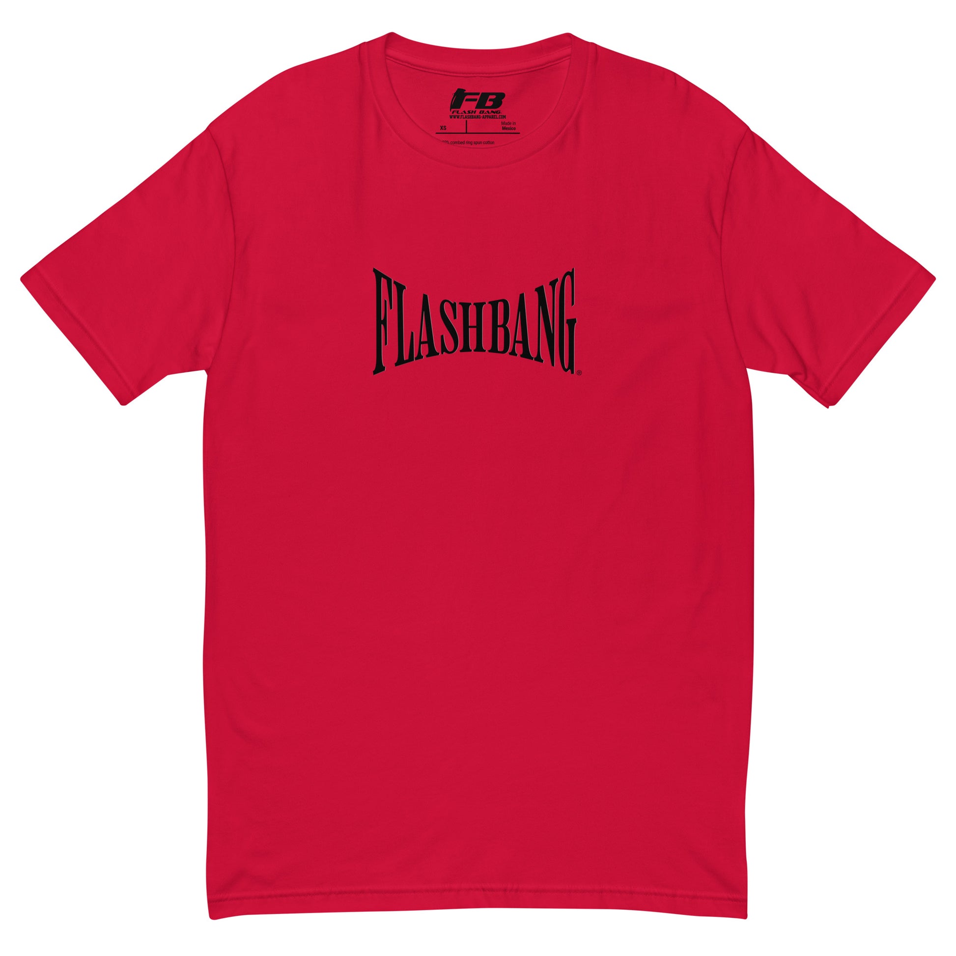 Flashbang Warp Black Logo T-shirt - Military Tribute Design for Veterans and Patriotic Supporters - Front View -  Red