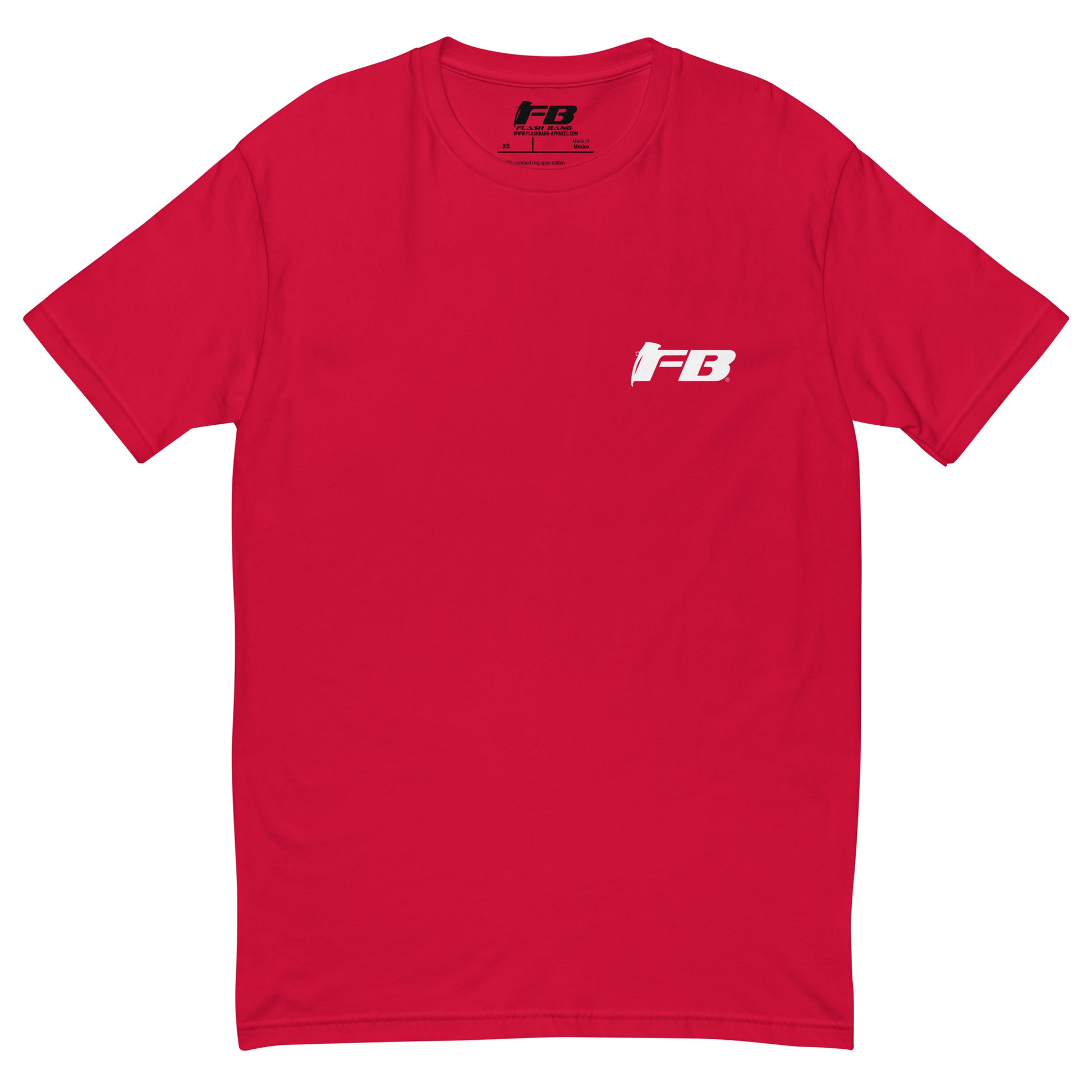 Cop Boxing T-shirt with police graphic design, perfect for men who want a bold and durable cop tee with boxing theme - Front  View - Red with Flashbang Text