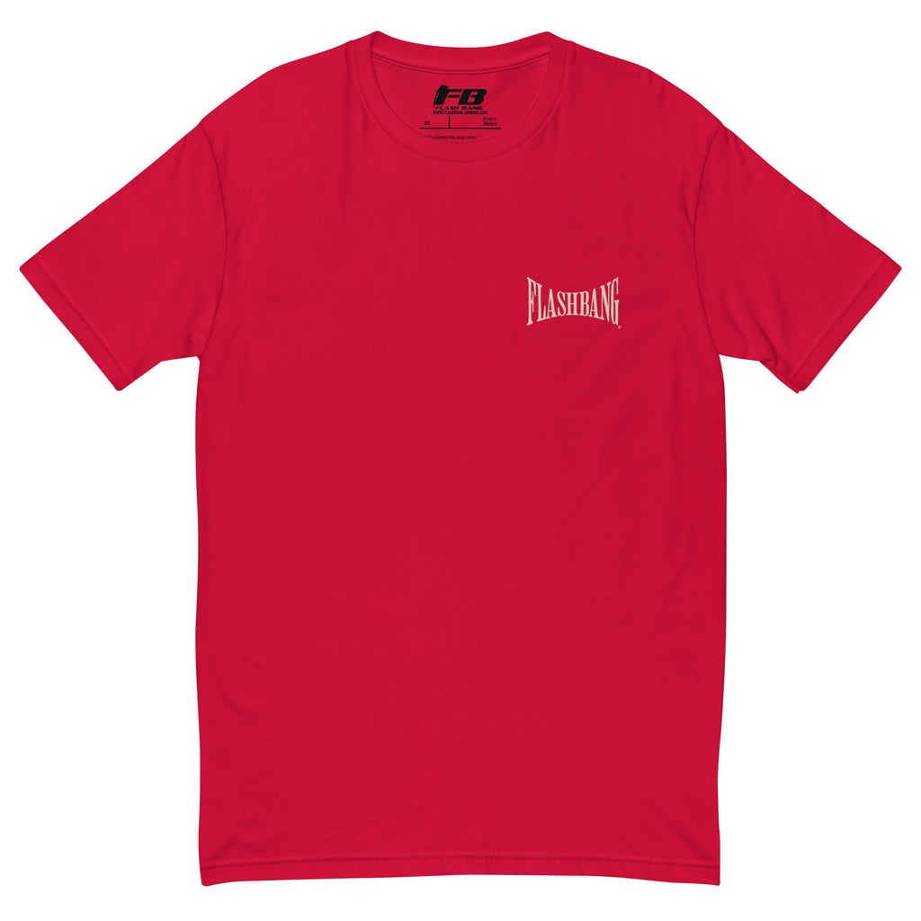 Time to Ride T-shirt with cowboy skull and horse graphic, perfect for men who love Western-style shirts and rugged, durable apparel - Front View - Red with Flashbang Text
