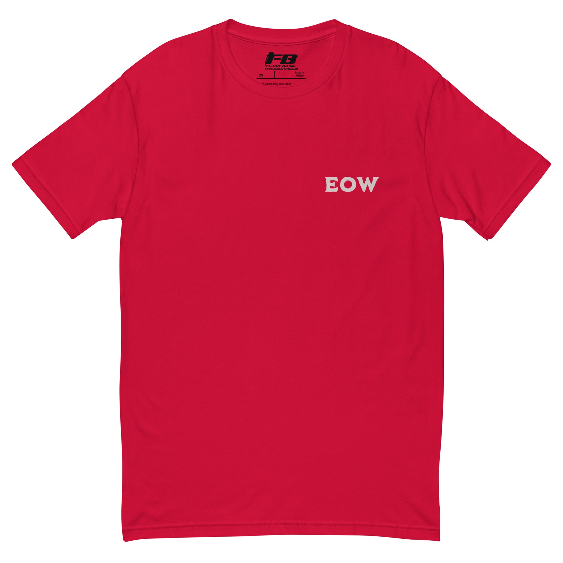 End of Watch T-shirt with palm tree design and summer beach vibes - Back View - Red with EOW Text