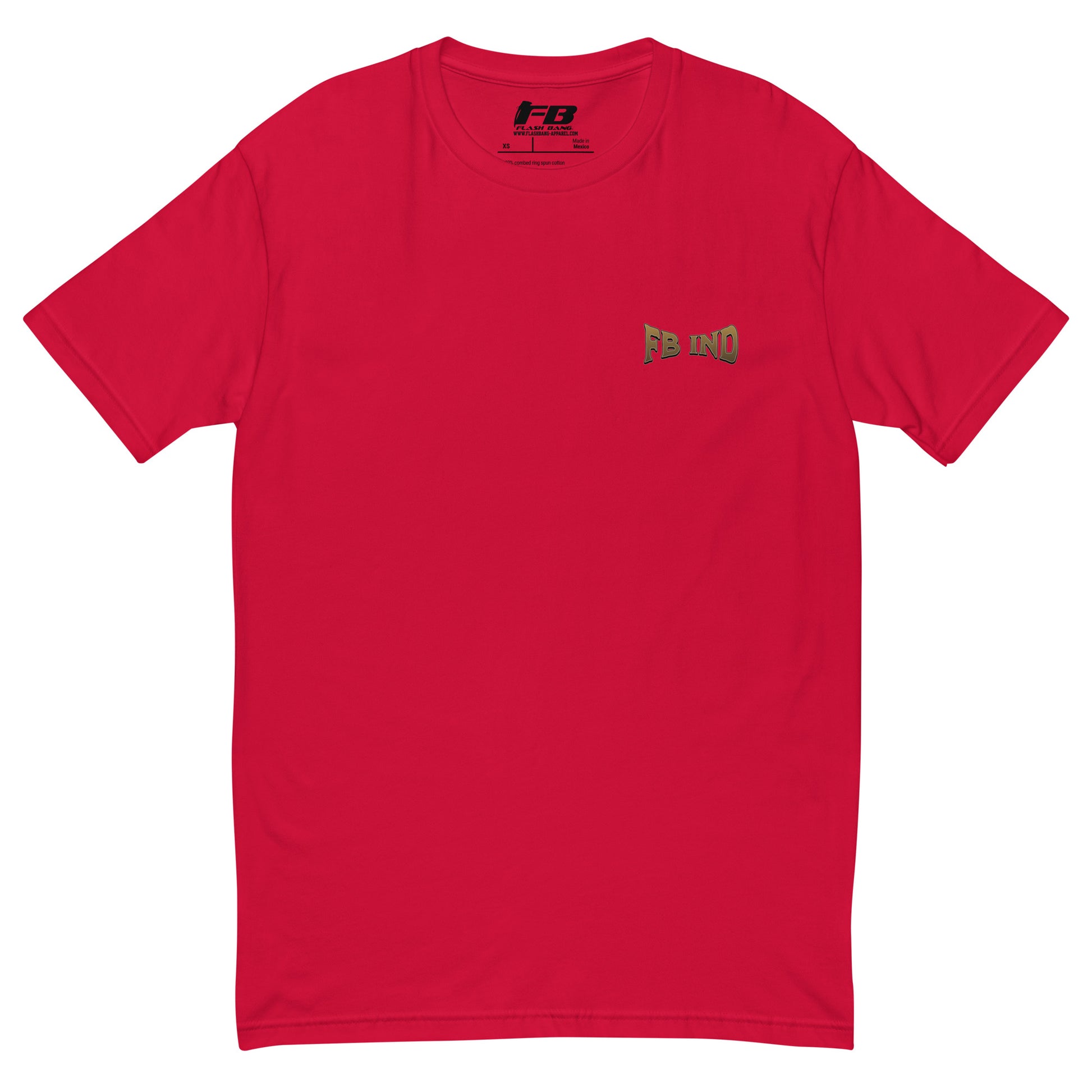 Trust No One T-shirt with bold graphic design featuring a snake and handshake - Front View - Red - Flashbang Logo