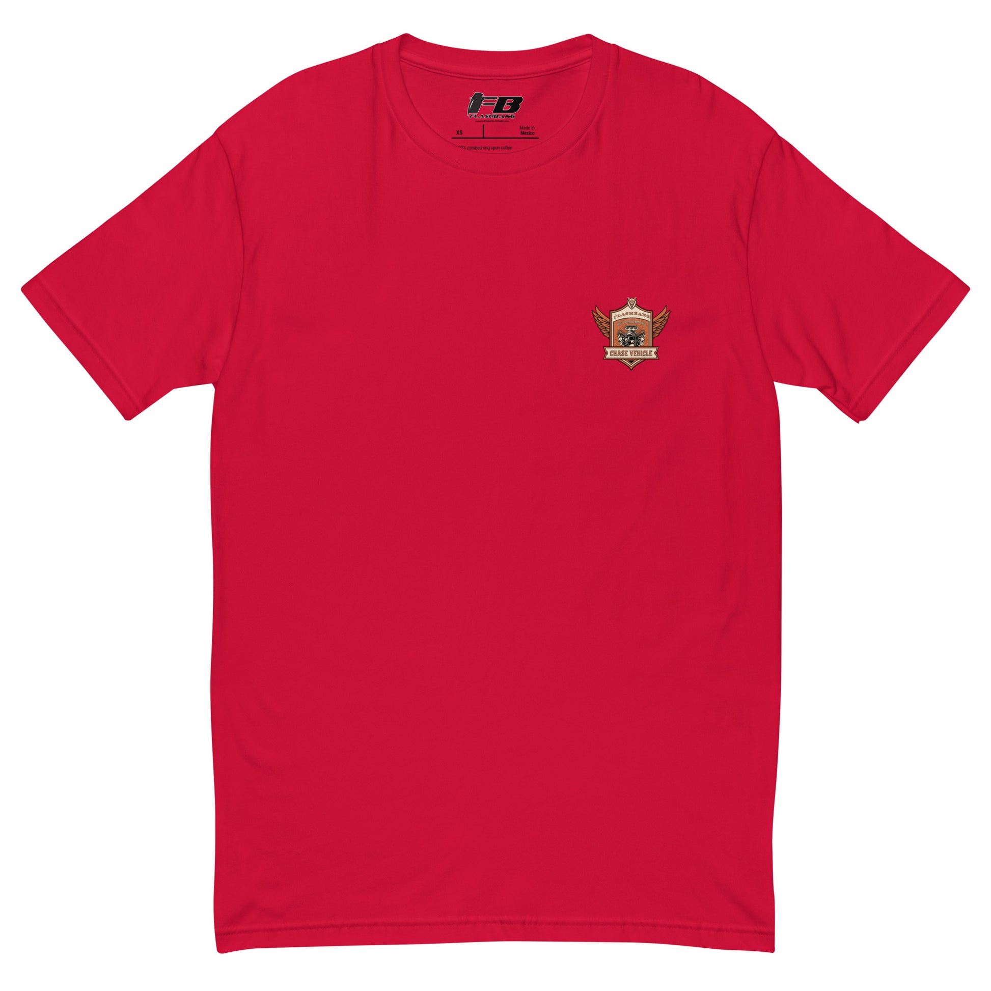 Chase Vehicle Lite T-shirt, police-inspired design symbolizing duty and pride - Front View - Red with Chase Vehicle Logo
