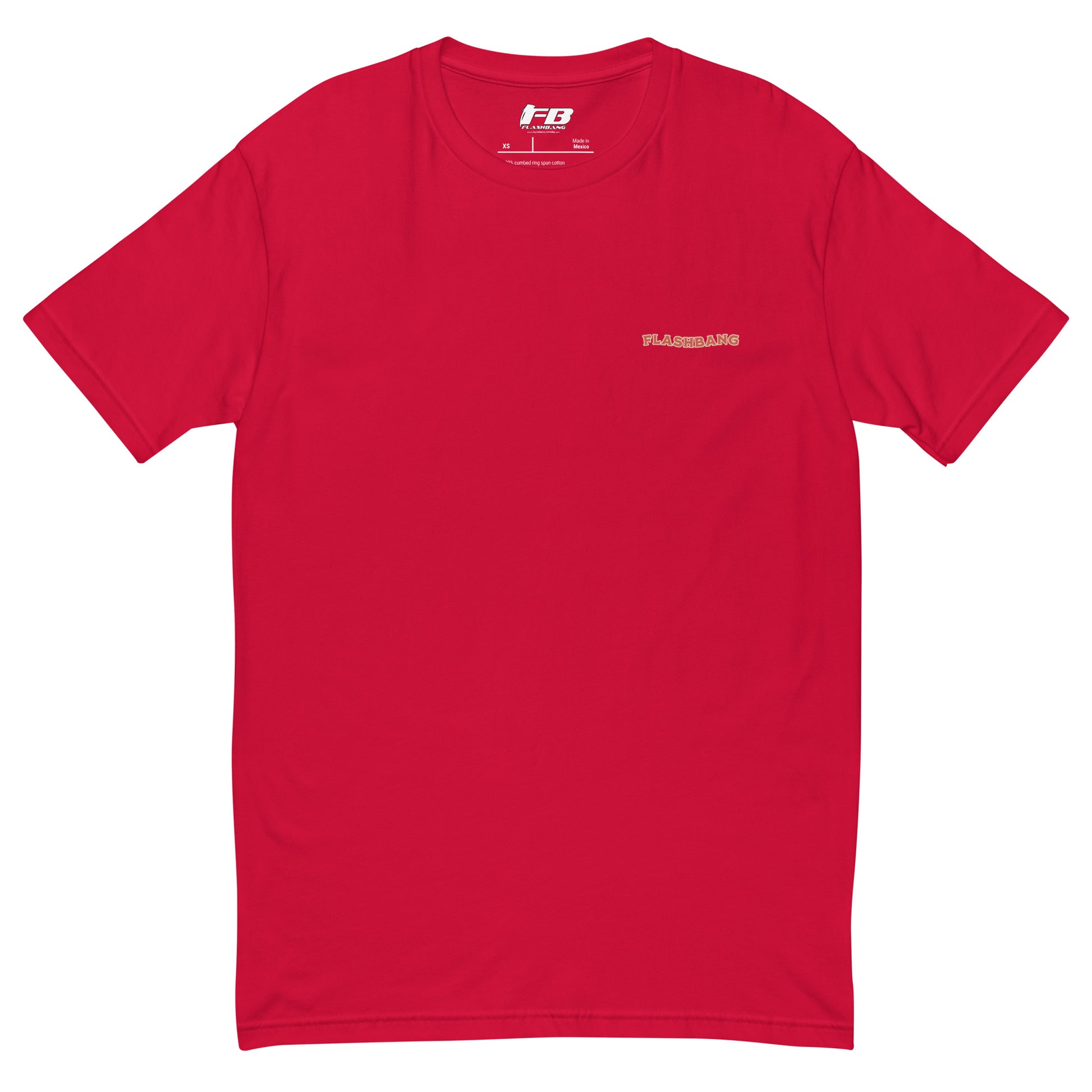Wake Up Call T-shirt with bold cowboy-inspired western graphic design, rugged western style shirt for men - Front View - Red with Flashbang Text