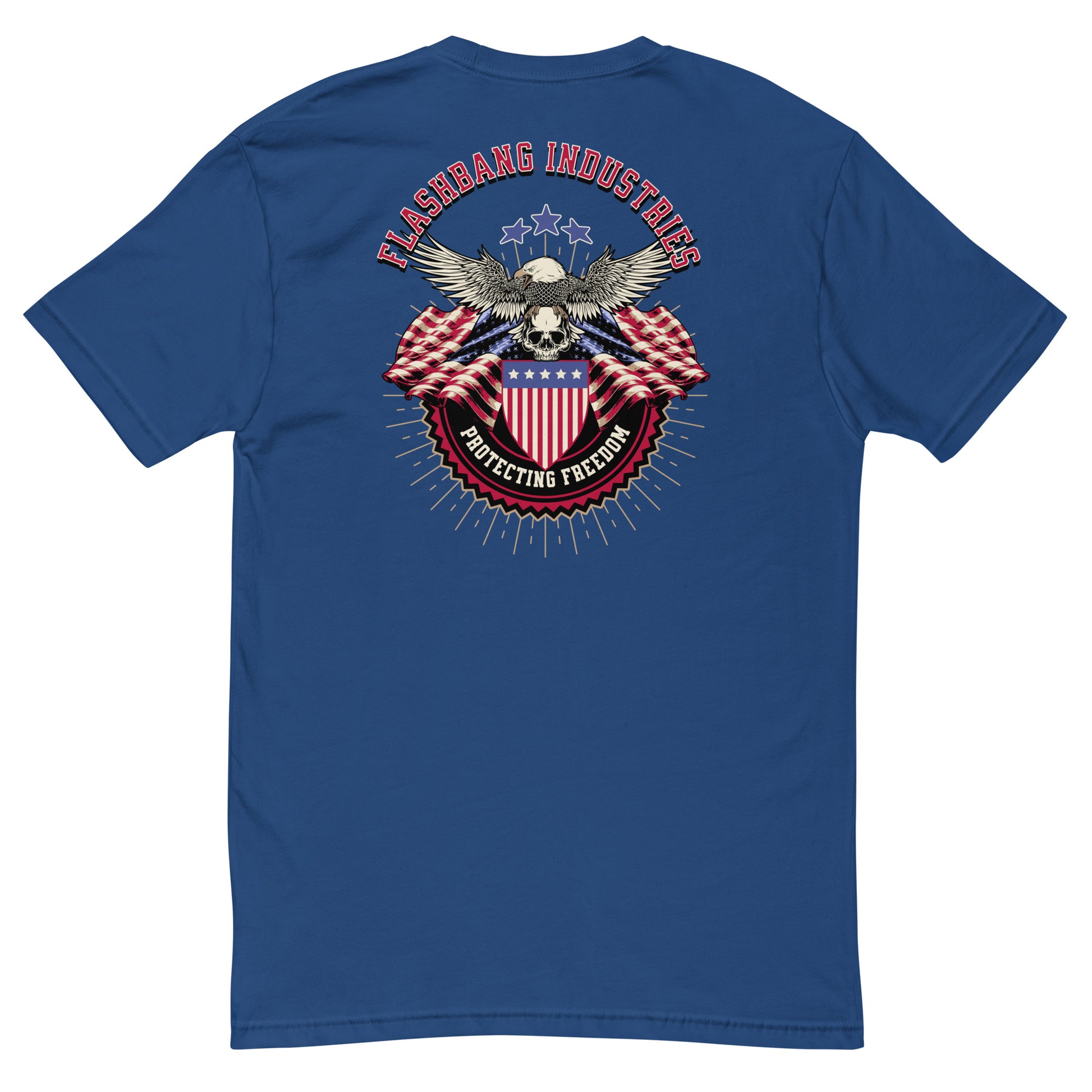 Freedom T-shirt – USA Flag Design for Men – Patriotic Shirt for Veterans - Back View - Royal Blue
