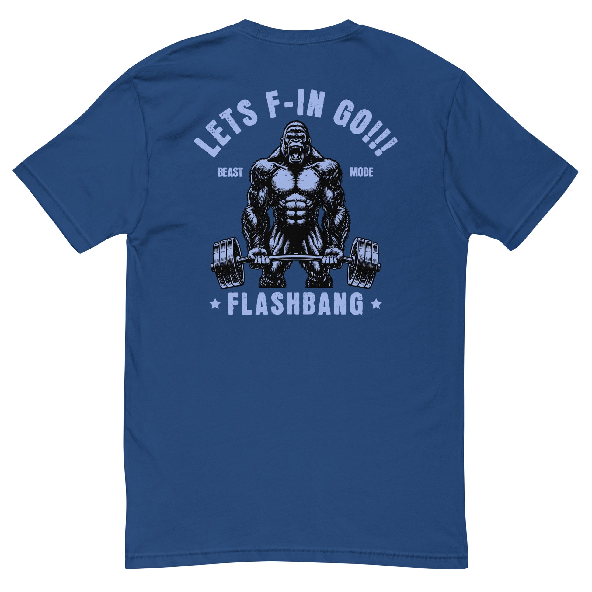 Beast Mode T-shirt with a gorilla graphic, designed as a fitness motivation shirt for gym-goers and muscle tee lovers - Back View - Royal Blue