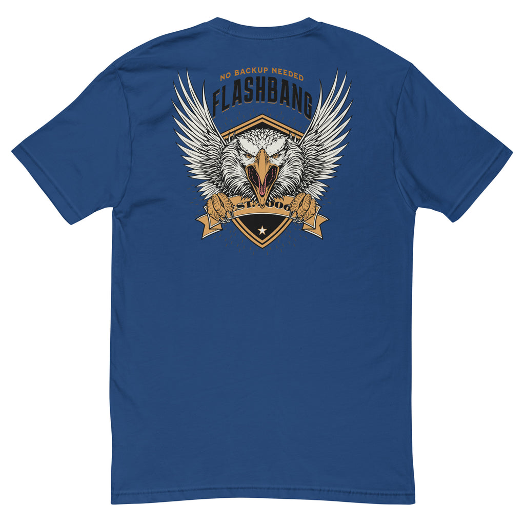 No Backup Needed Lite T-shirt featuring American eagle design - Back View - Royal Blue