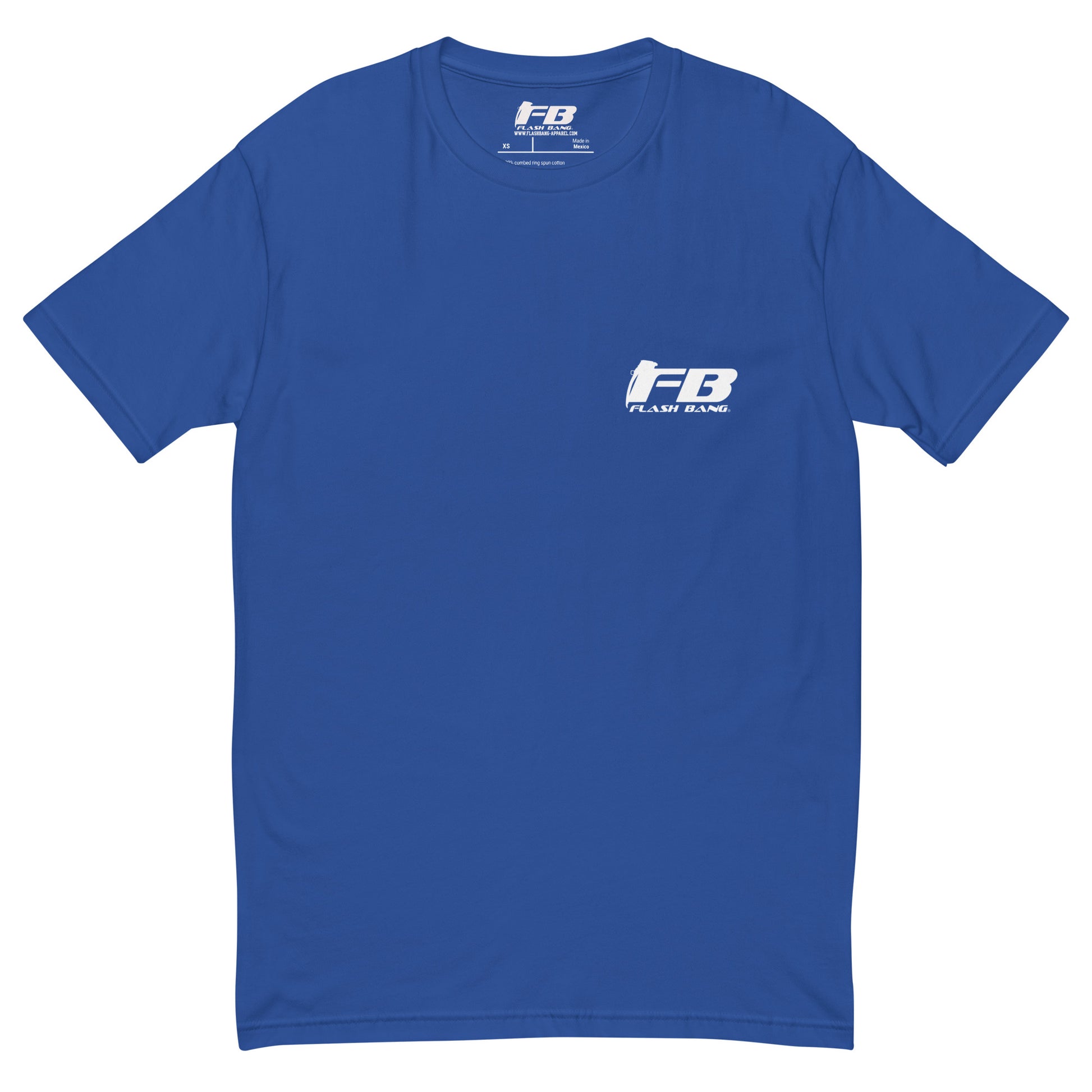 Freedom T-shirt – USA Flag Design for Men – Patriotic Shirt for Veterans - Front View -Royal Blue with Flashbang Text