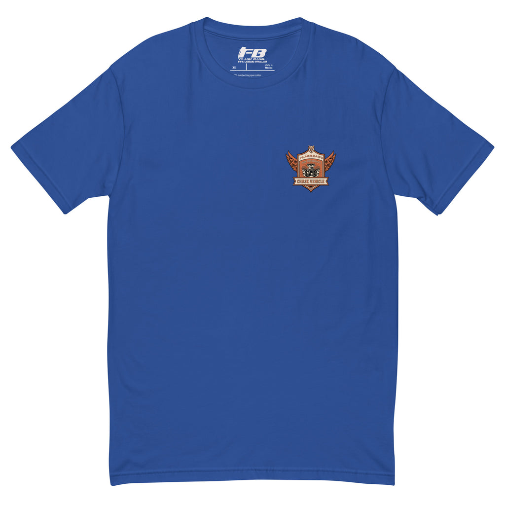 Chase Vehicle T-shirt, police graphic tee designed for men with pride and purpose - Front View - Royal Blue with Chase Vehicle Logo