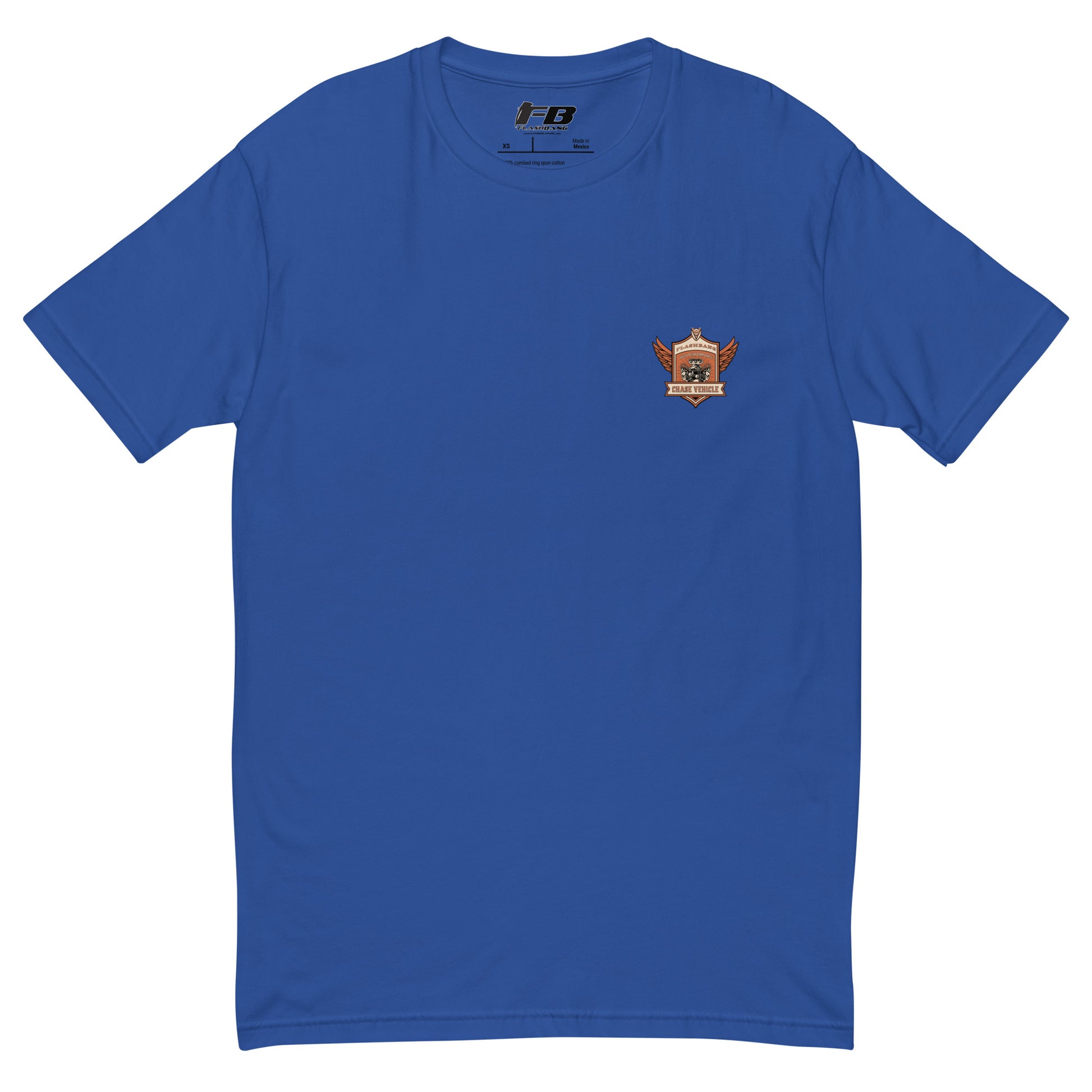 Chase Vehicle Lite T-shirt, police-inspired design symbolizing duty and pride - Front View - Royal Blue with Chase Vehicle Logo

