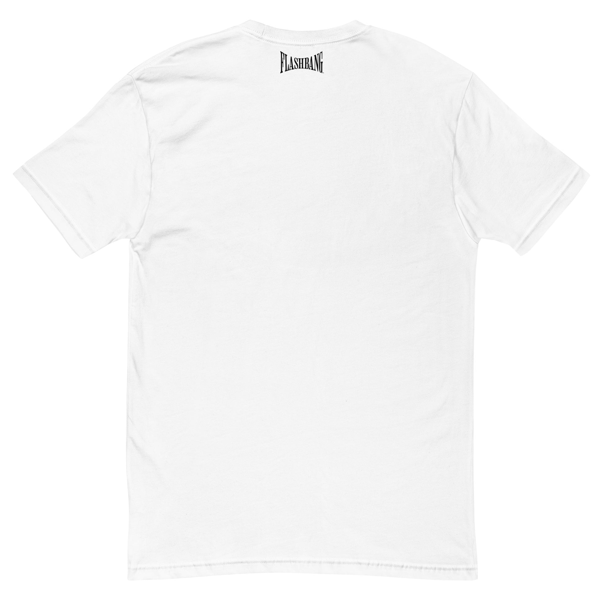 Flashbang Warp Black Logo T-shirt - Military Tribute Design for Veterans and Patriotic Supporters - Back View -  White