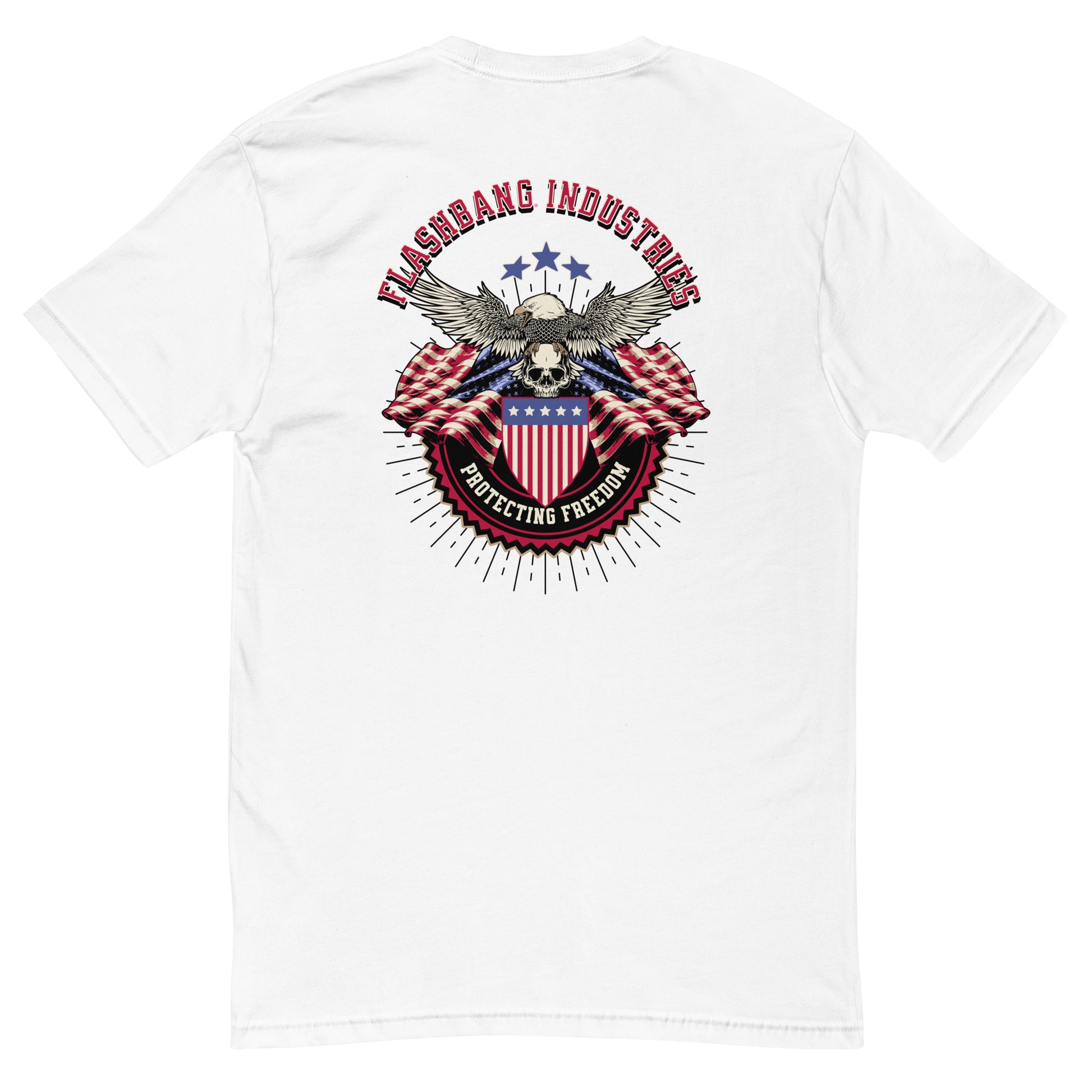 Freedom Lite T-shirt - USA Flag Design with Patriotic Quote - Back View -  White