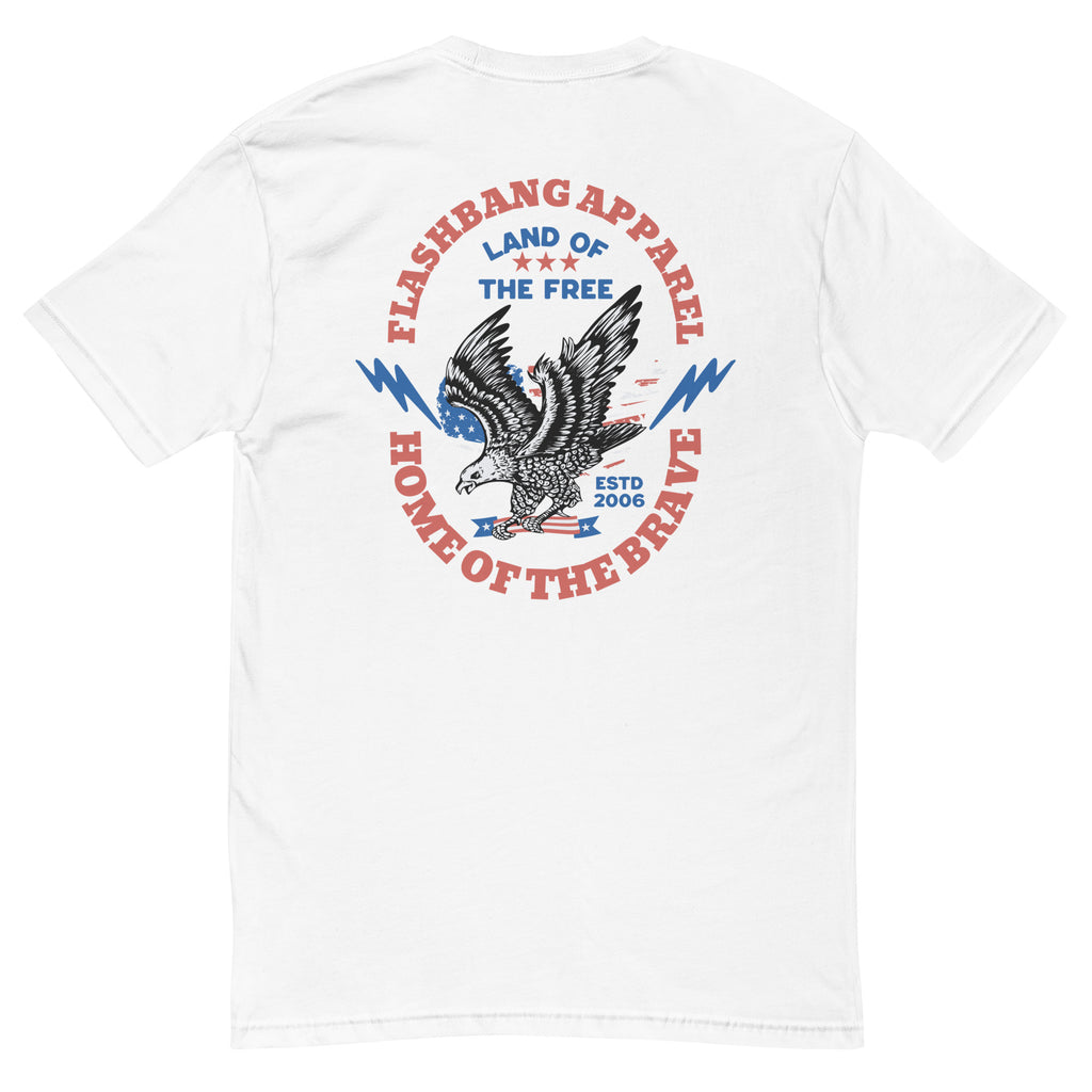 Home of the Brave T-shirt with an eagle  - Back View - White