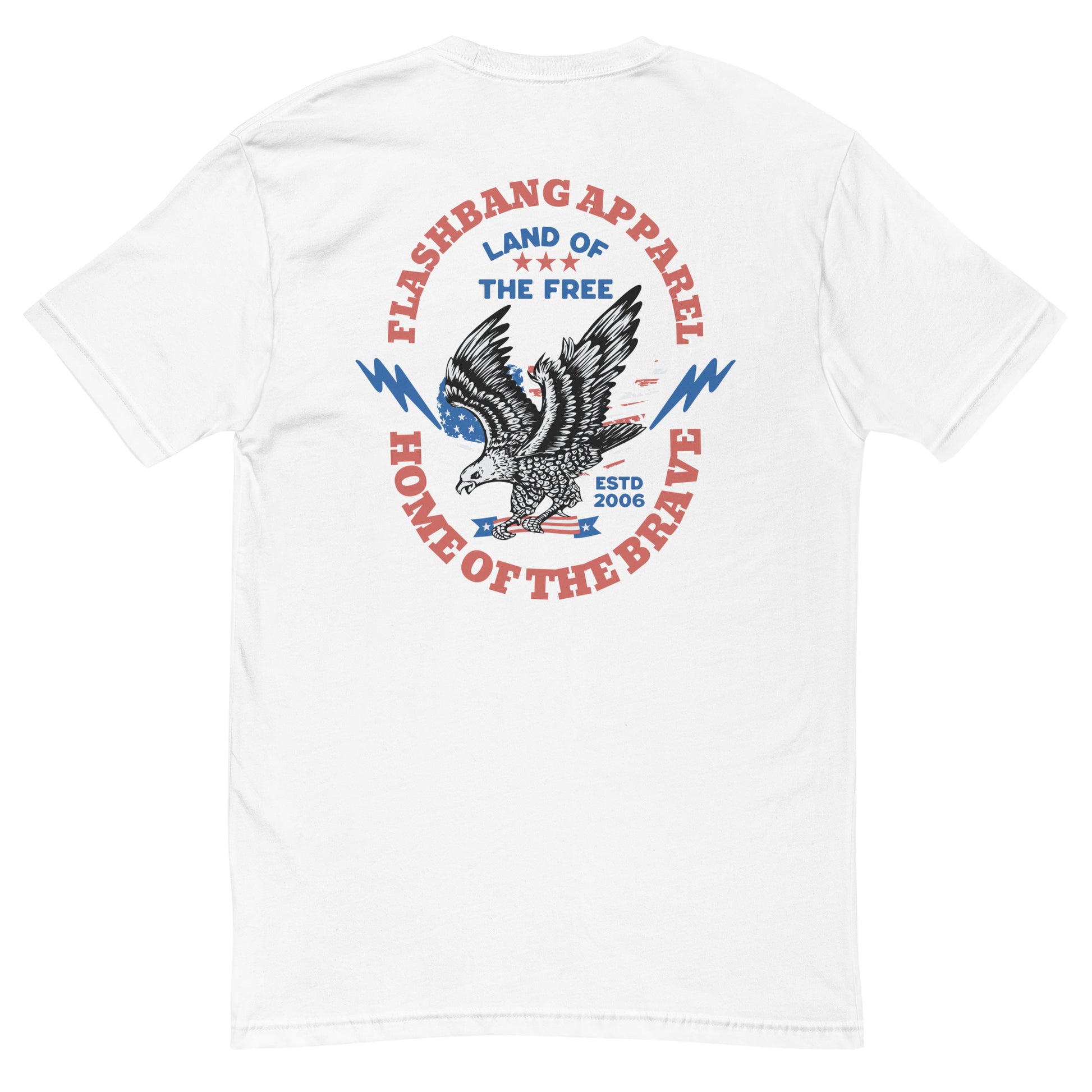 Home of the Brave T-shirt with an eagle  - Back View - White
