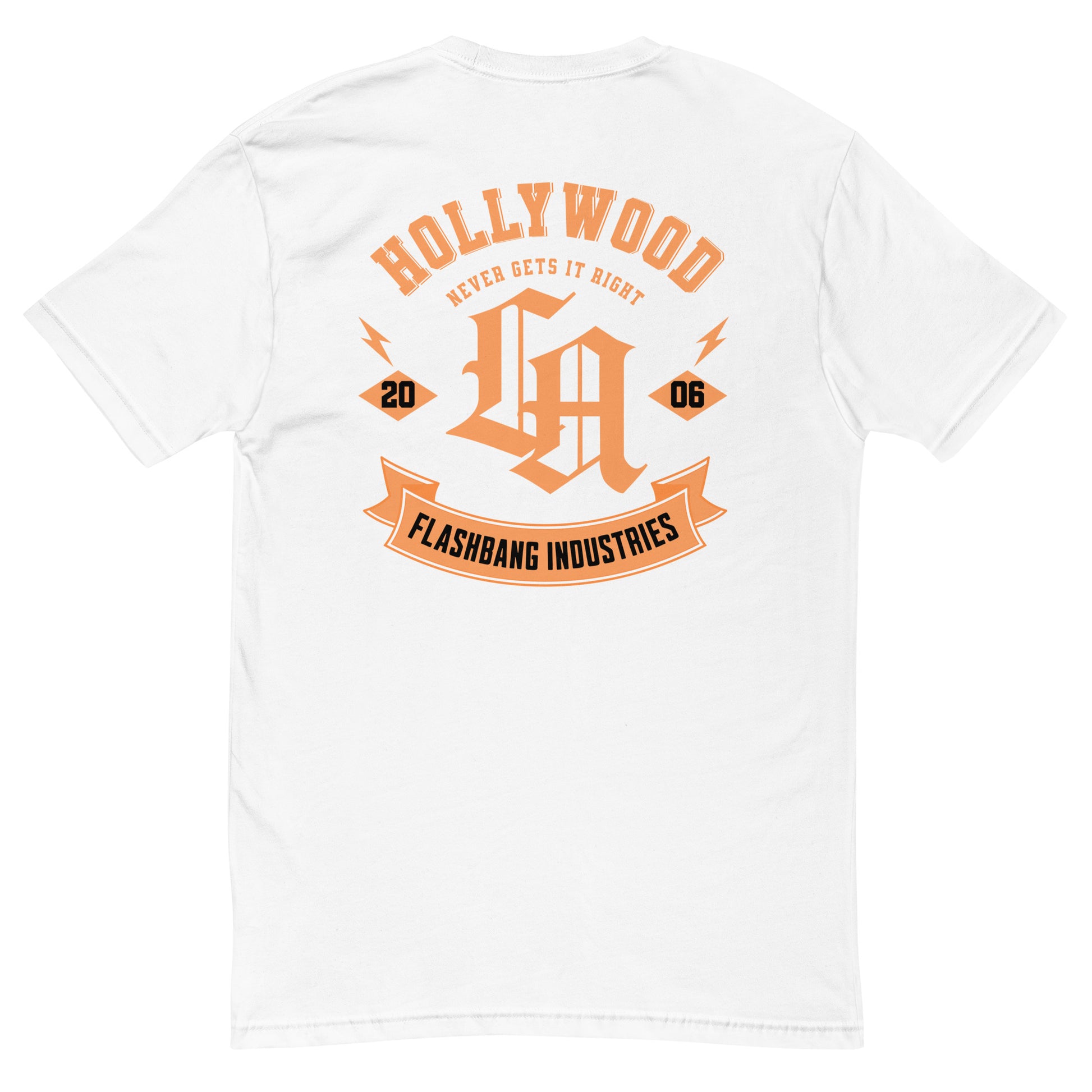 Hollywood Never Gets It Right T-shirt featuring a bold LA graphic and Hollywood vintage tees - Back View - White