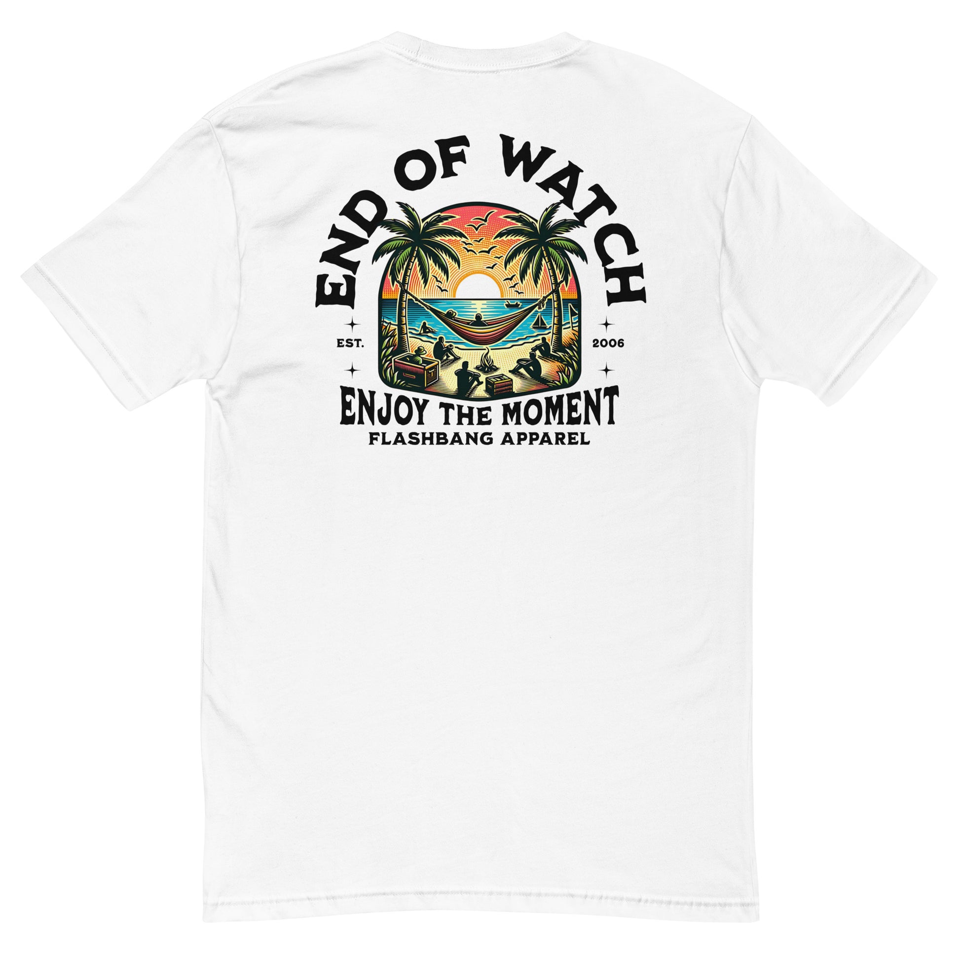 End of Watch Lite T-shirt featuring palm tree beach design - Back View - White