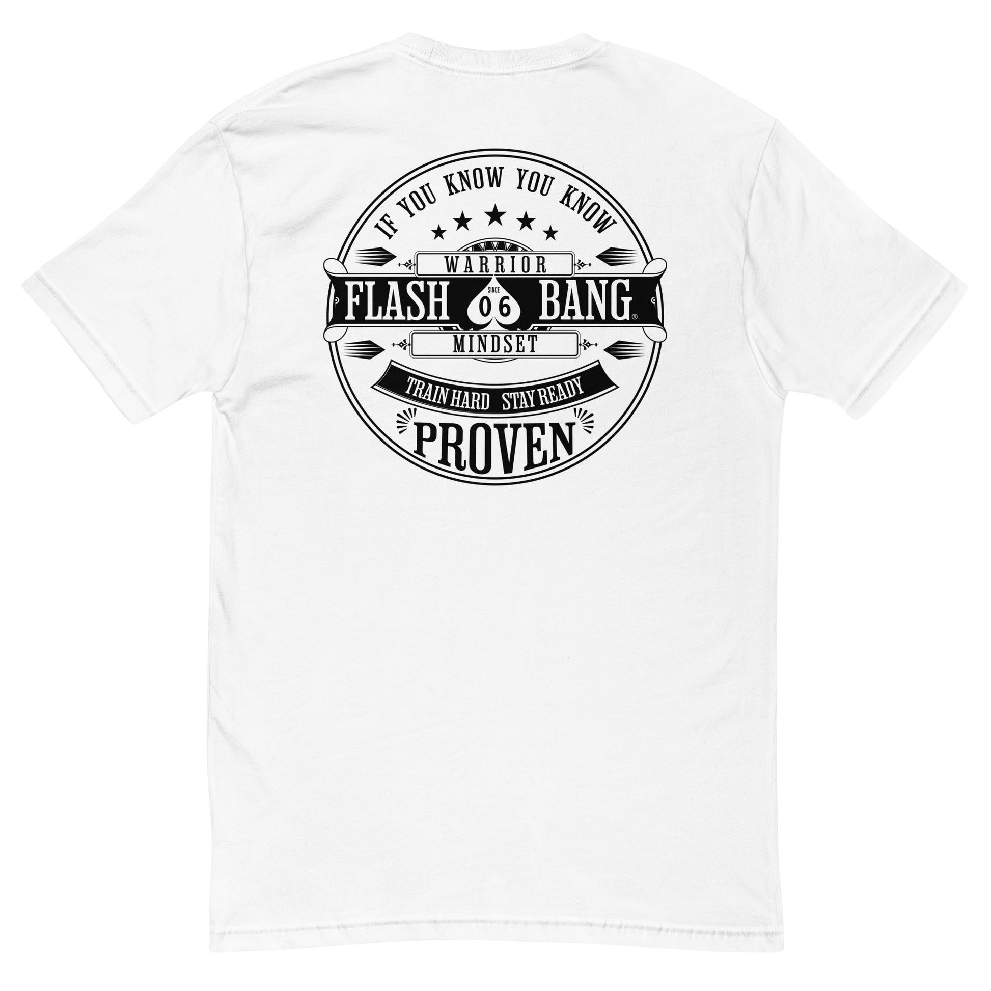 Train Hard Stay Ready Lite T-shirt featuring motivational shirt graphic design with train hard quotes - Back View - White