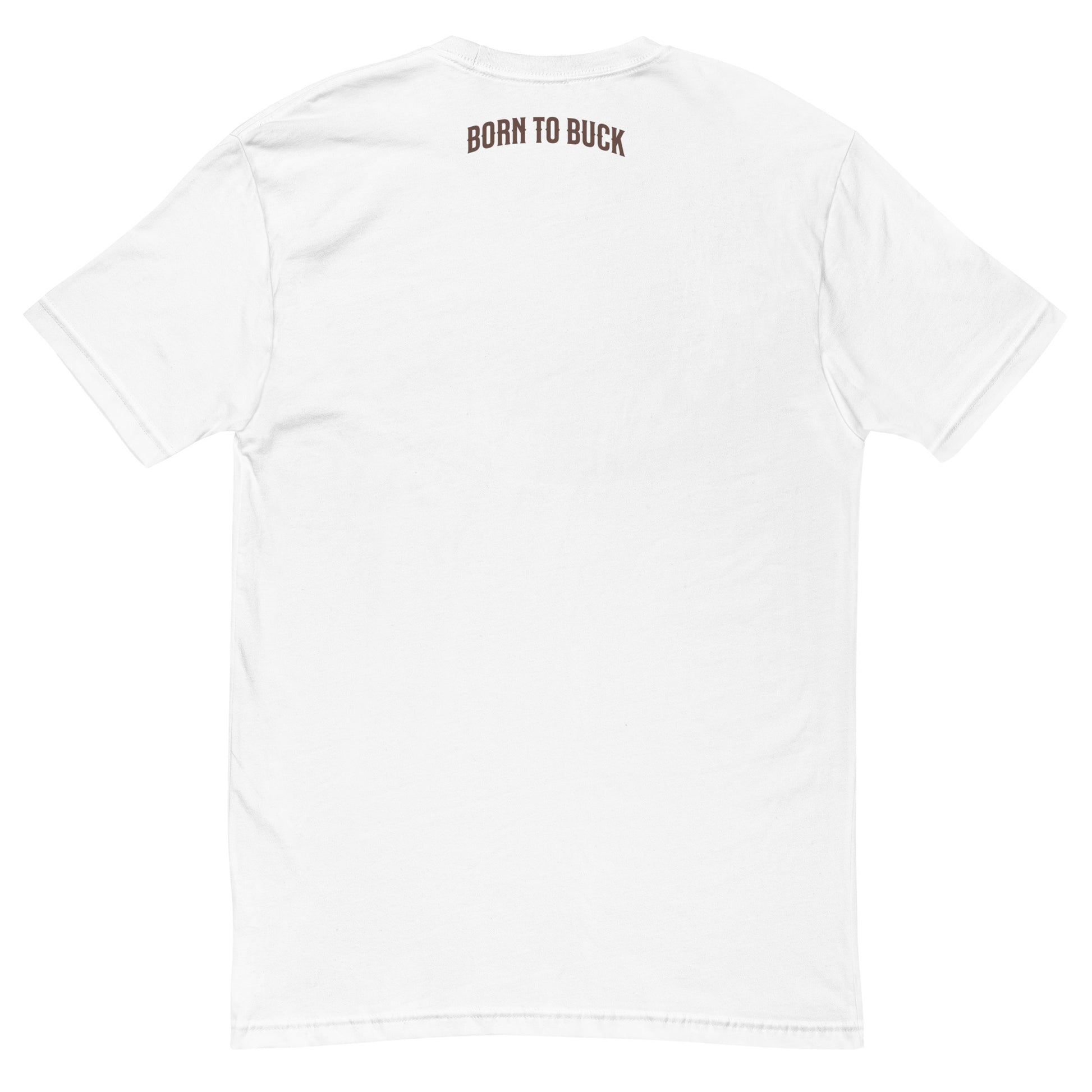 Born to Buck Lite T-shirt featuring a western cowboy graphic - Back View - White with Born To Buck Text