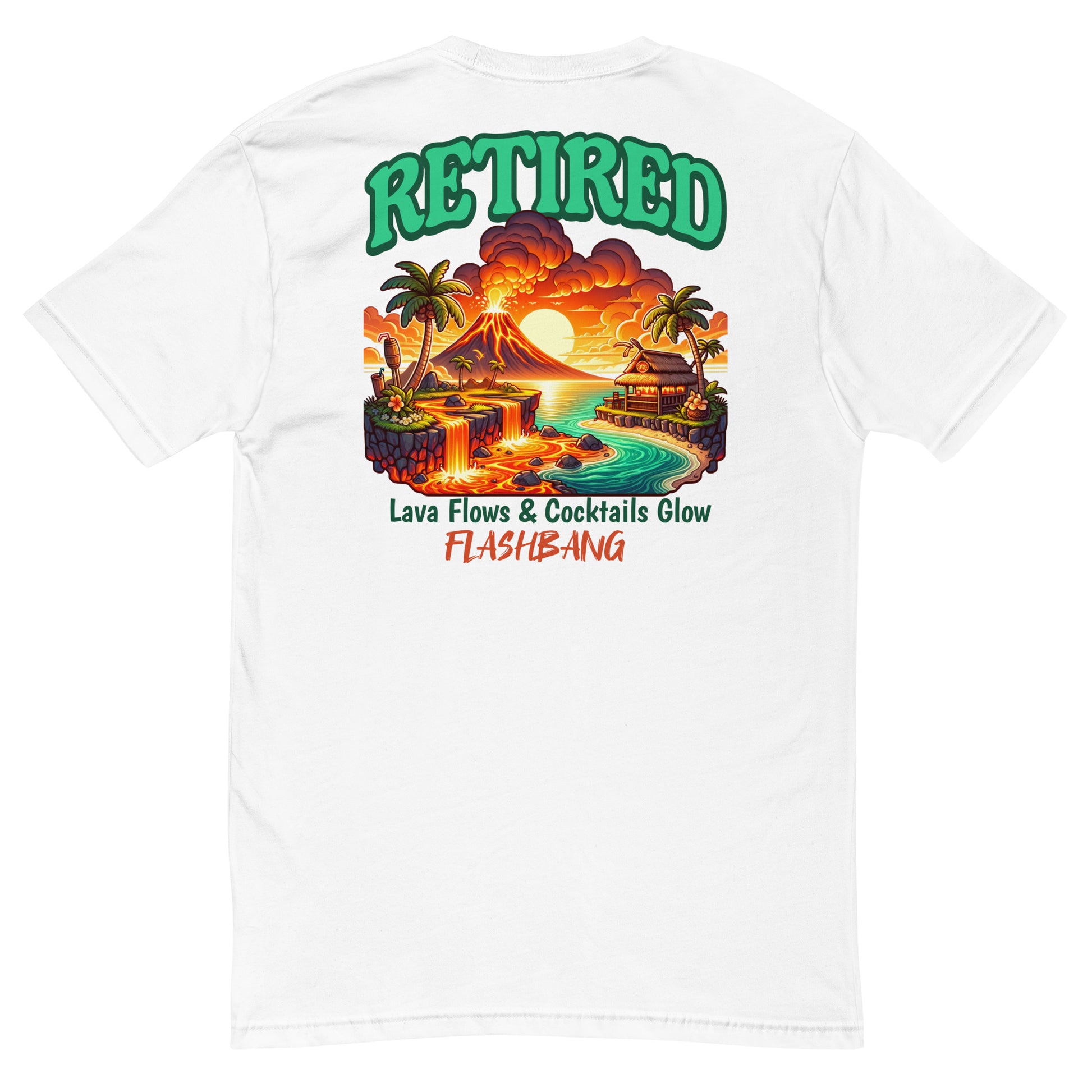 Retired Lite T-Shirt with bold graphic design, perfect retirement tee shirt for veterans - Back View - White