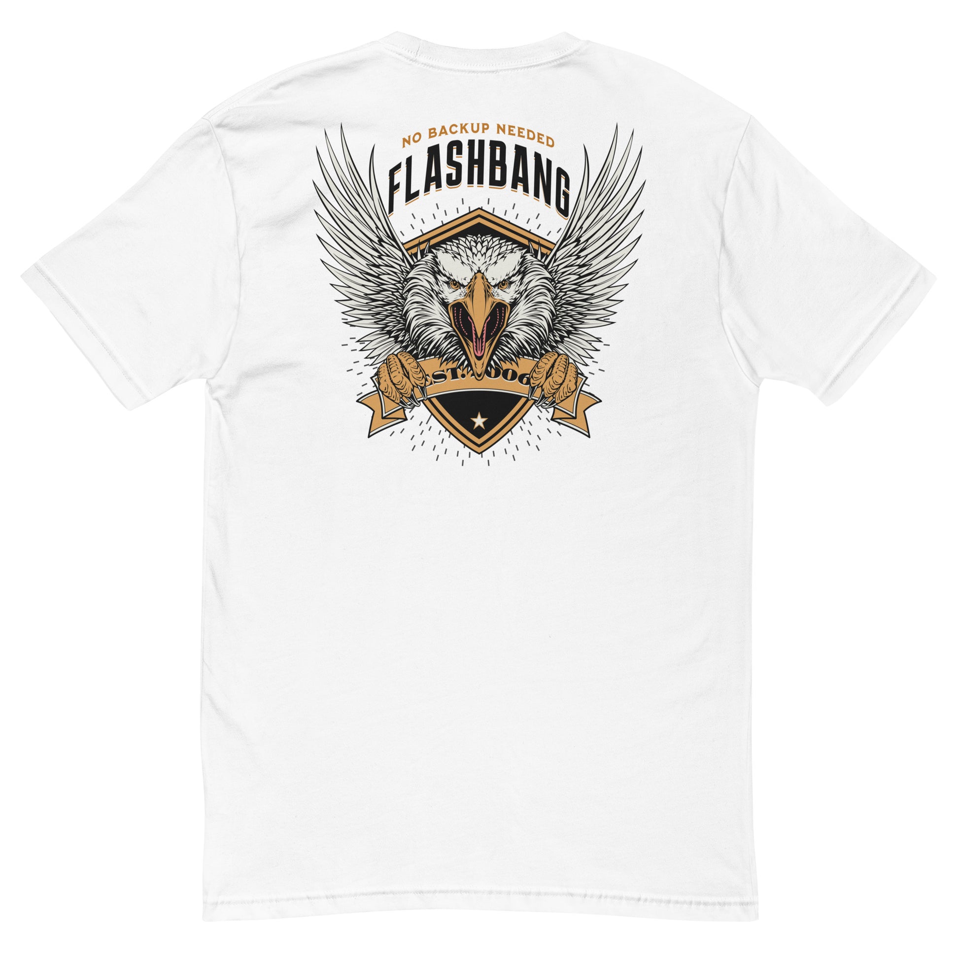 No Backup Needed Lite T-shirt featuring American eagle design - Back View - White
