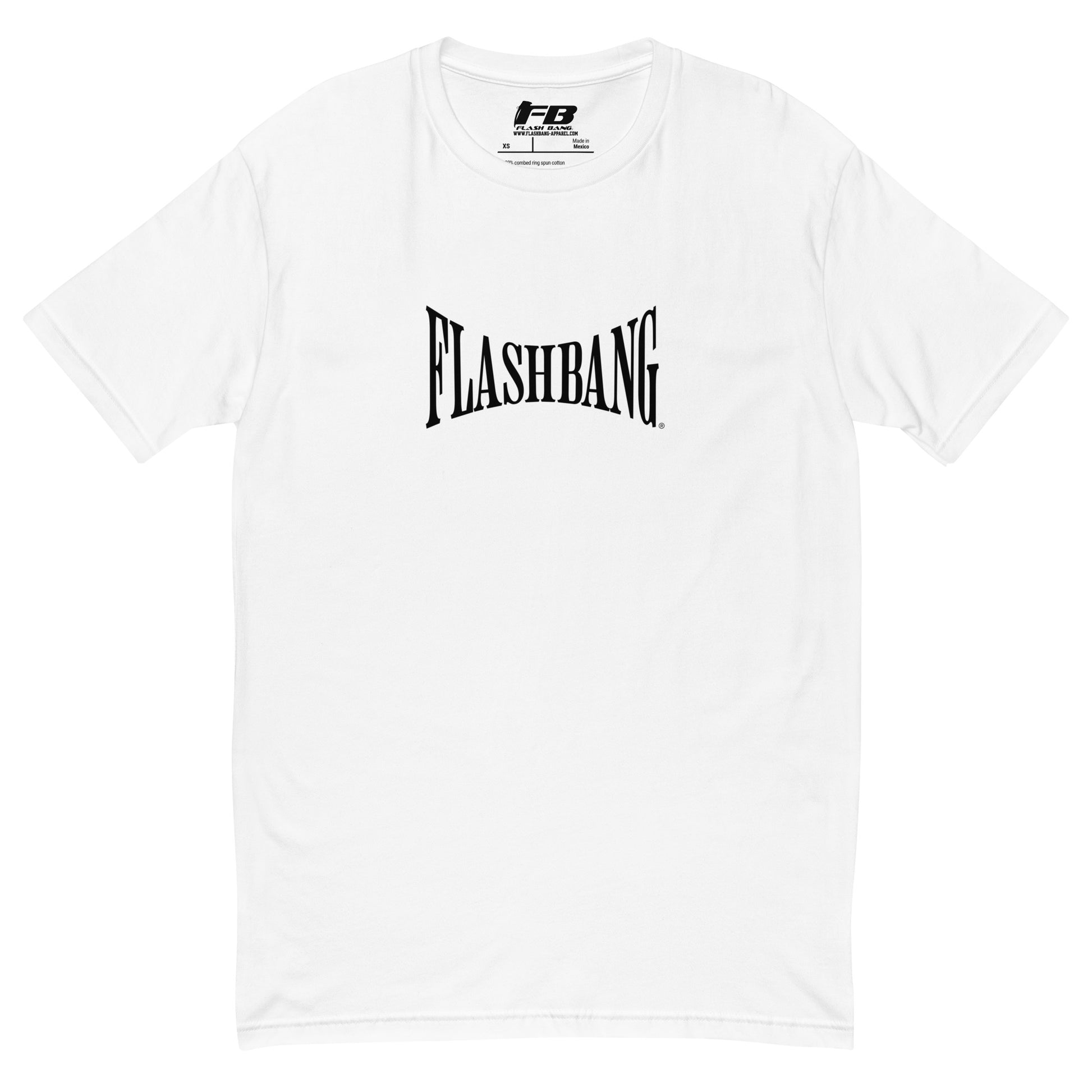 Flashbang Warp Black Logo T-shirt - Military Tribute Design for Veterans and Patriotic Supporters - Front View -  White