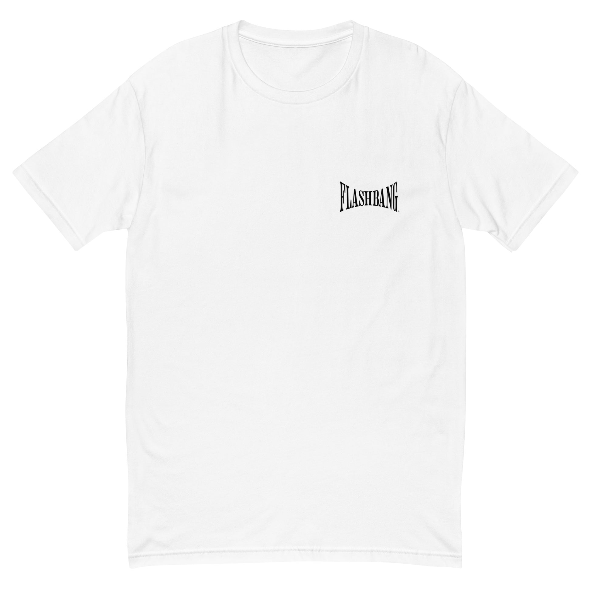 A True American Hero Lite T-shirt with a military monkey graphic, showcasing American heroism and pride in a lightweight, rugged design - Front View - White with Flashbang Text