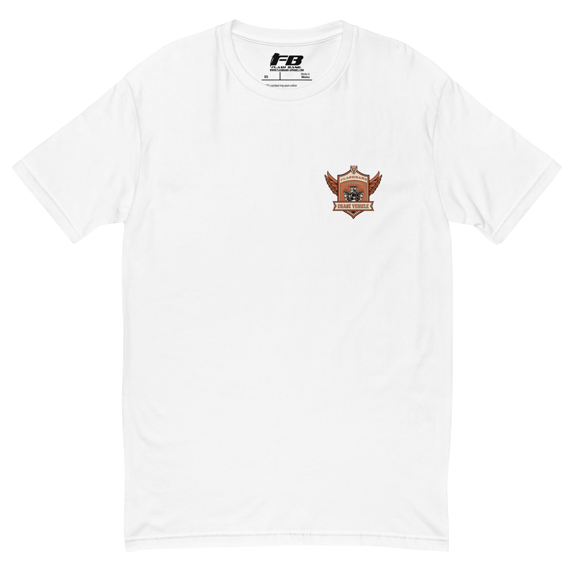 Chase Vehicle T-shirt, police graphic tee designed for men with pride and purpose - Front View - White with Chase Vehicle Logo