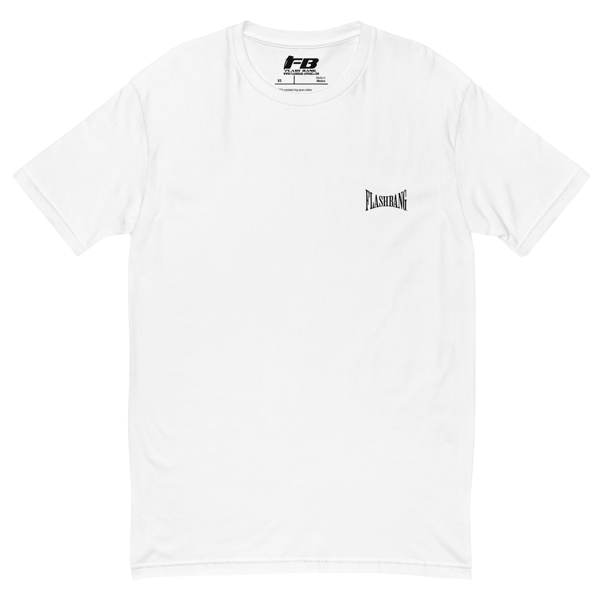 Bad Guys Lite T-shirt with workout motivation design, A tribute to strength and perseverance - Front View - White with Flashbang Text