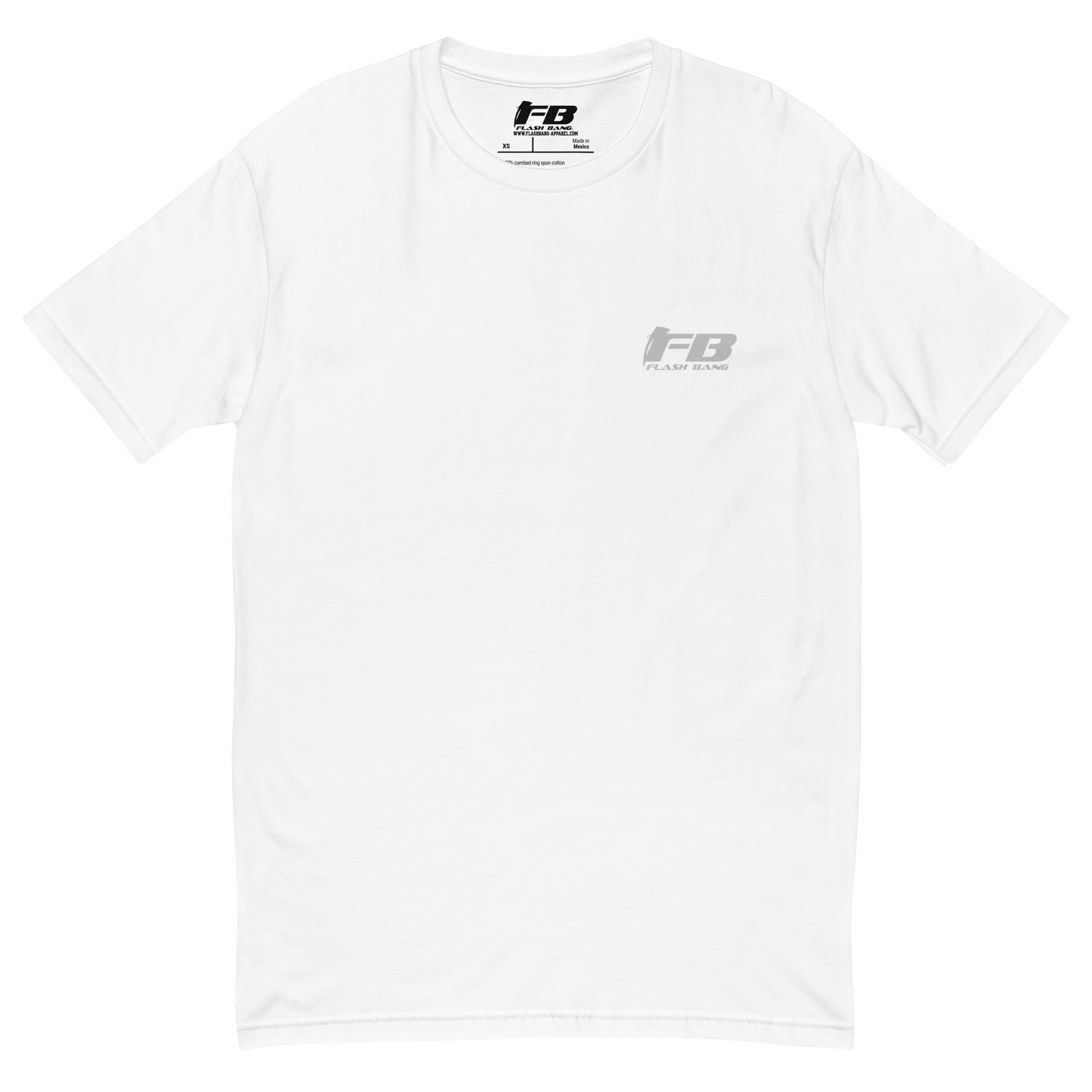Courage T-shirt with sword and wings graphic, honoring brave soldiers - Front View - White with Flashbang Text