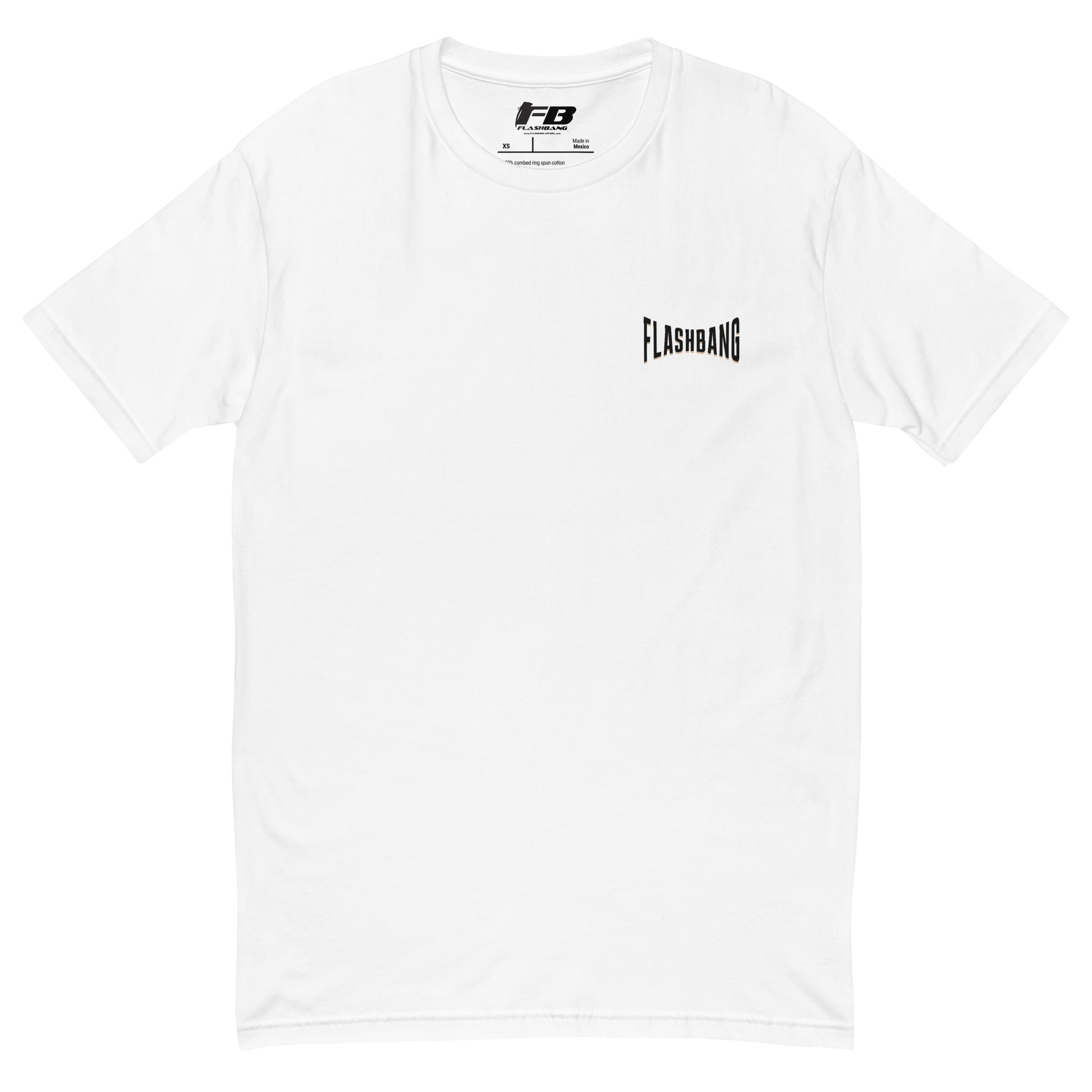 No Backup Needed Lite T-shirt featuring American eagle design - Front View - White with Flashbang Text
