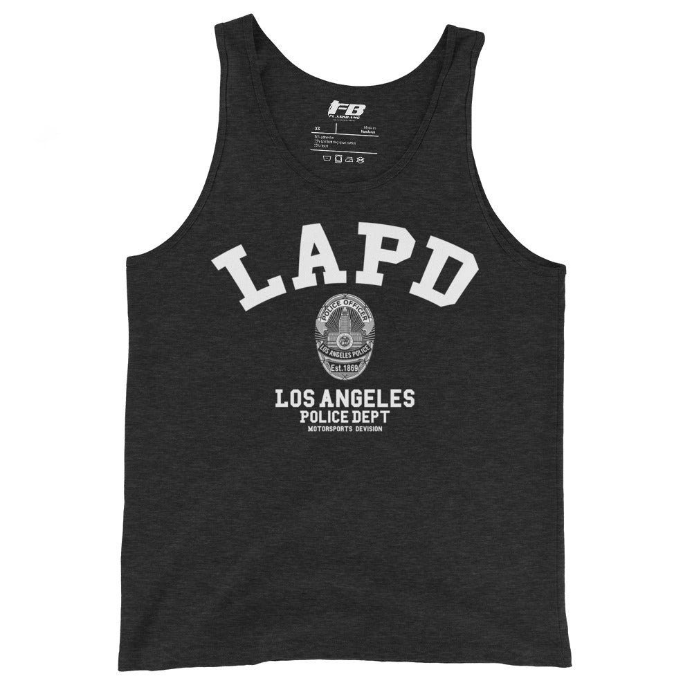 Black tank top with LAPD Los Angeles Police Dept logo on a white background