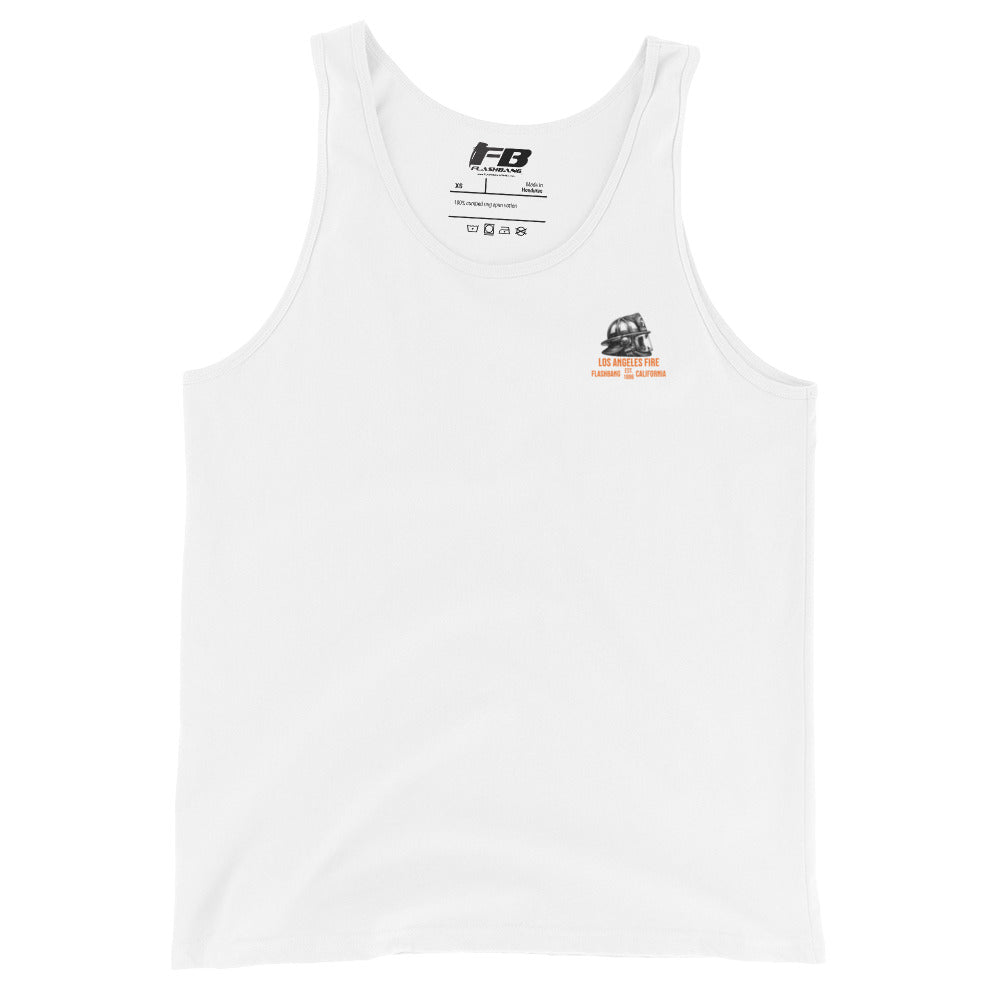 White tank top with a logo on a white background
