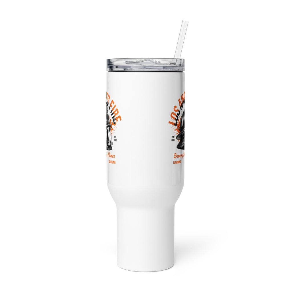 White tumbler with a straw on a white background
