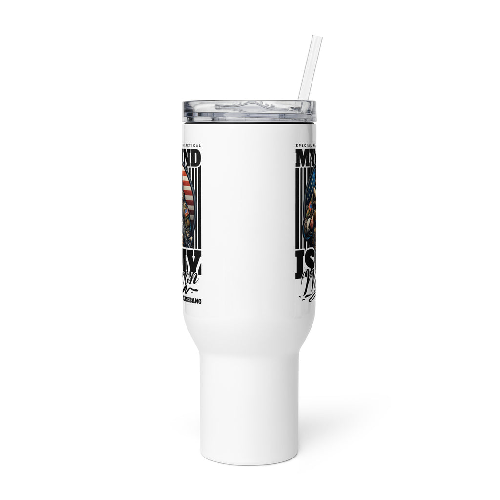 White tumbler with a straw on a white background