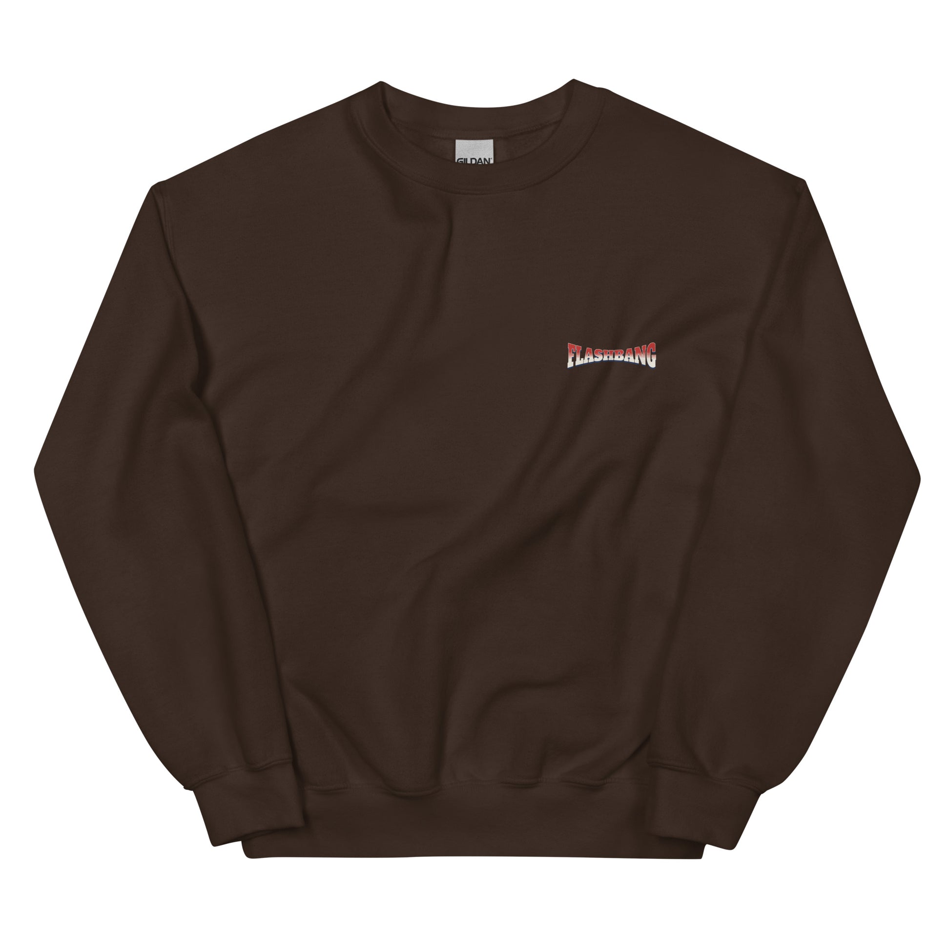 Brown sweatshirt with a logo on a white background