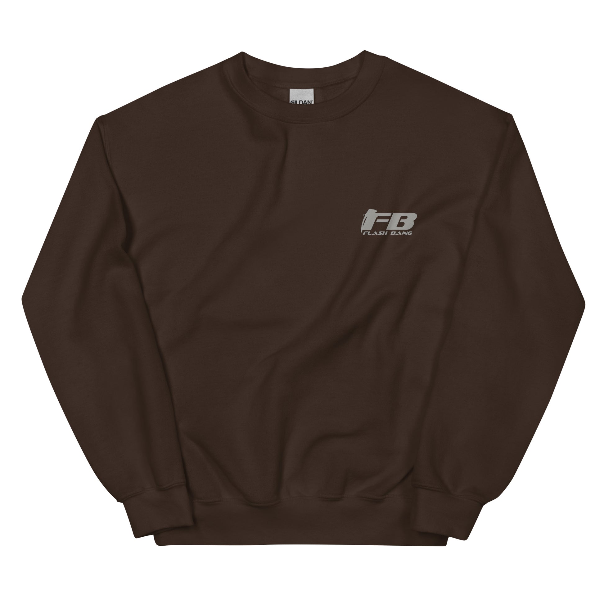 Brown sweatshirt with a logo on a white background