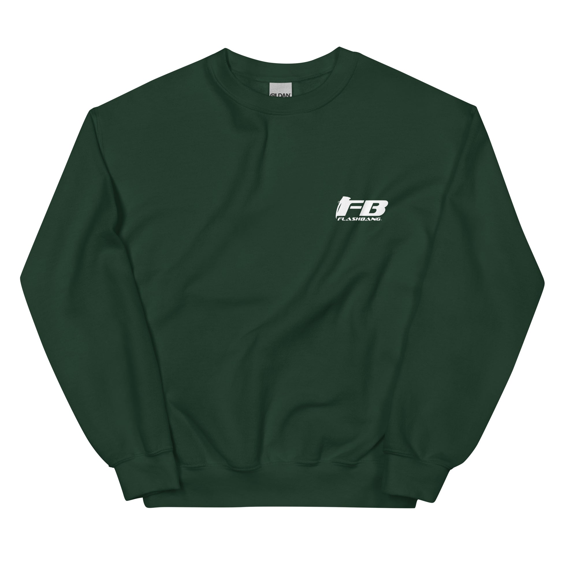 Green sweatshirt with a logo on a white background