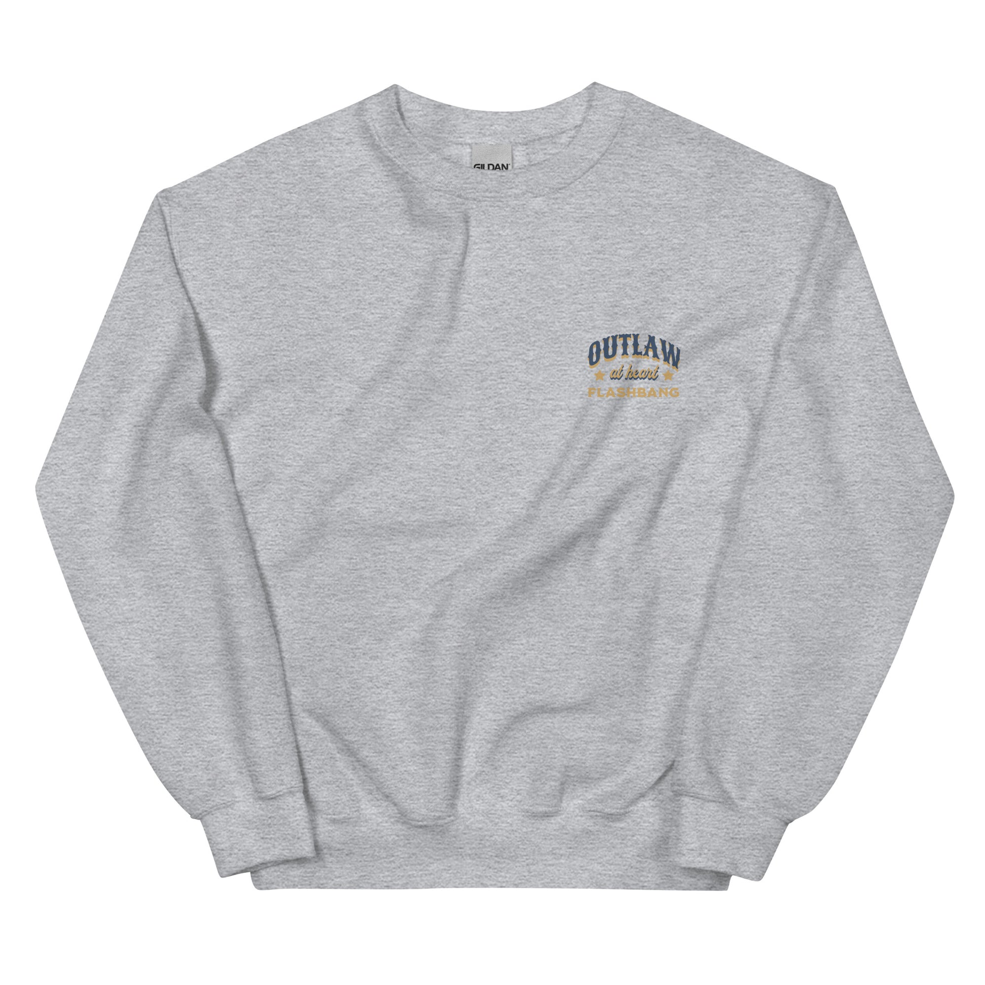 Ash sweatshirt with 'Outlaw' text on a white background