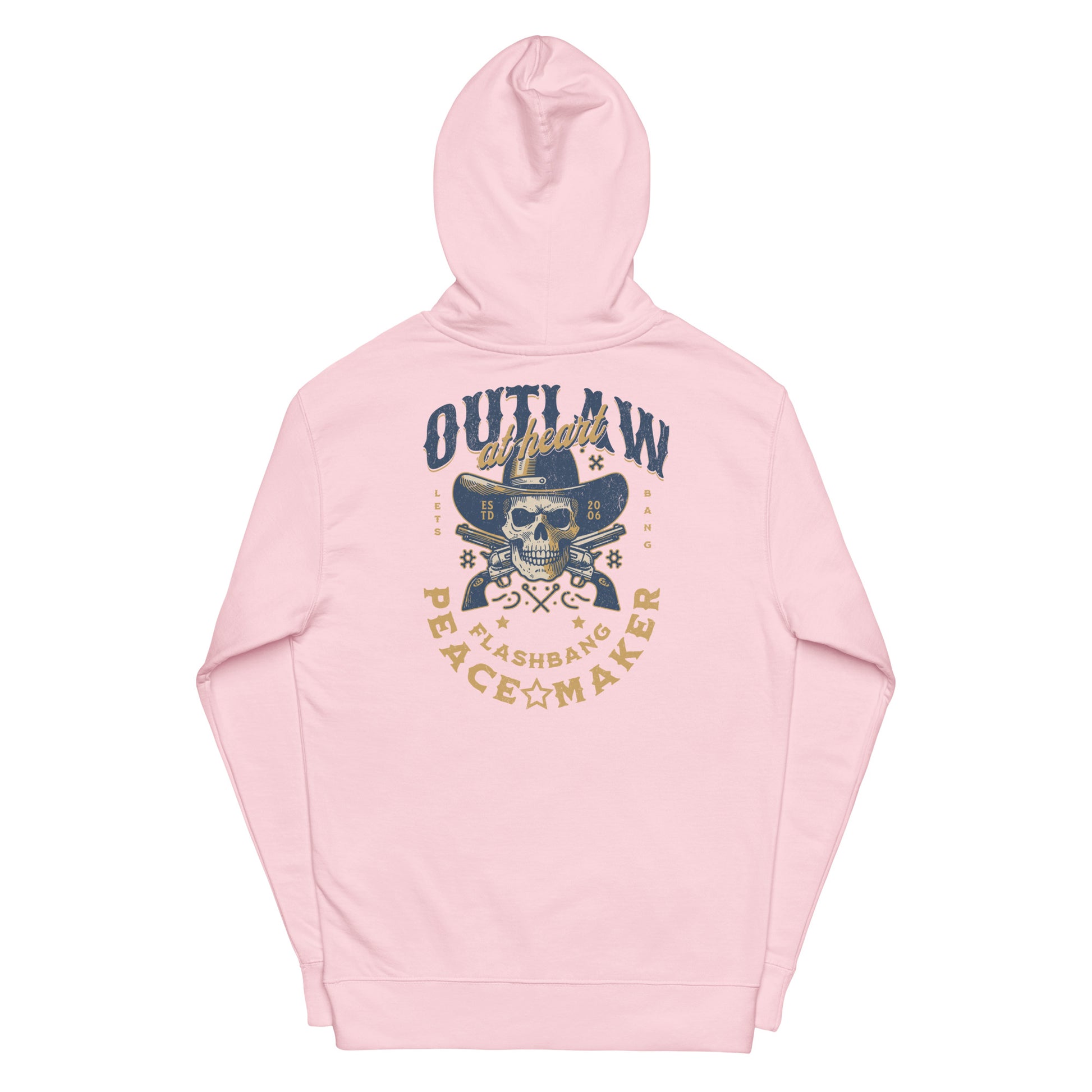 Pink hoodie with graphic design on a white background