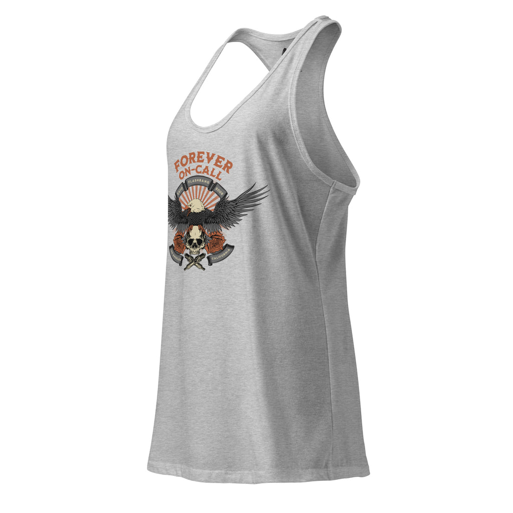 Gray tank top with eagle graphic and 'Forever On Call' text on a white background