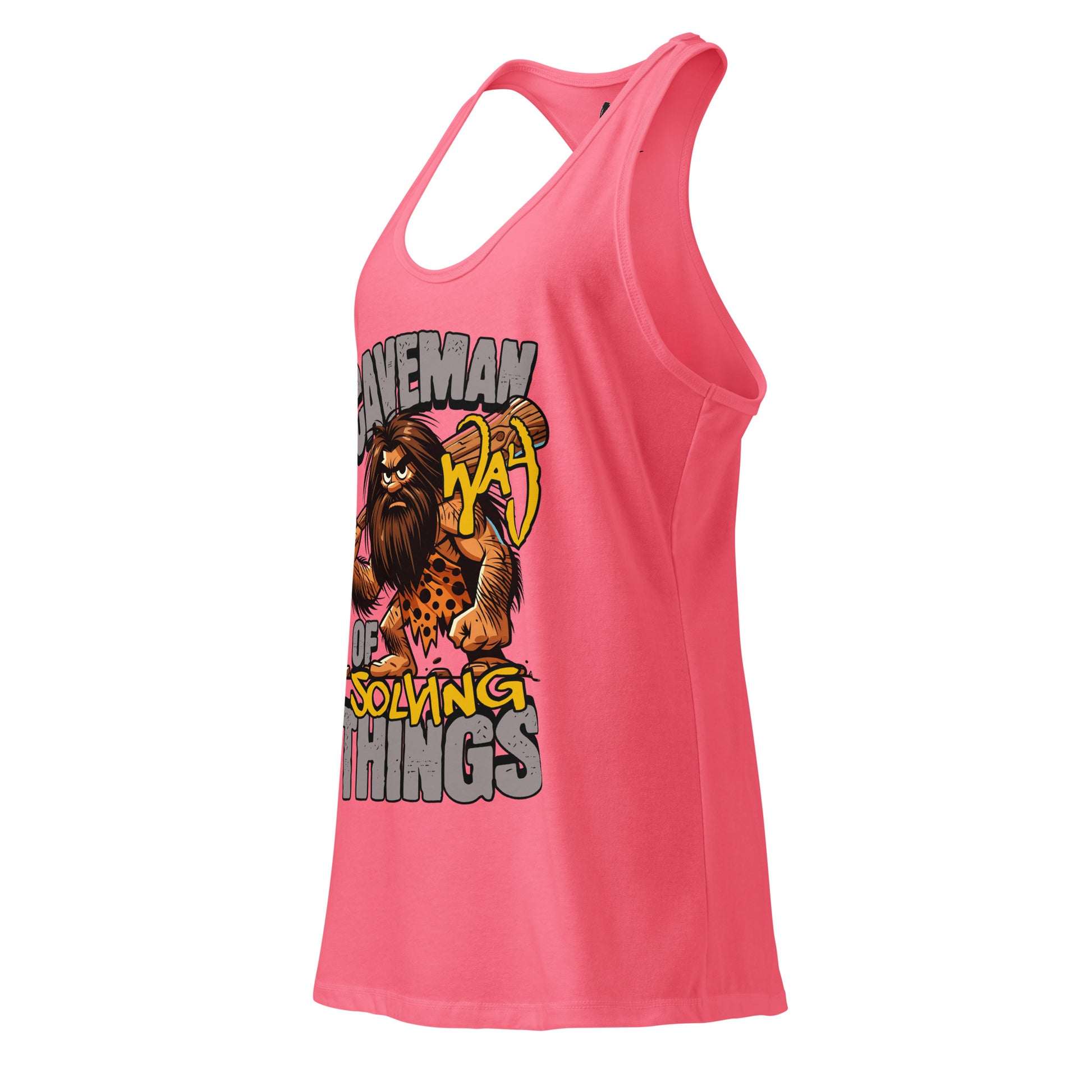 Pink tank top with a graphic design on a white background