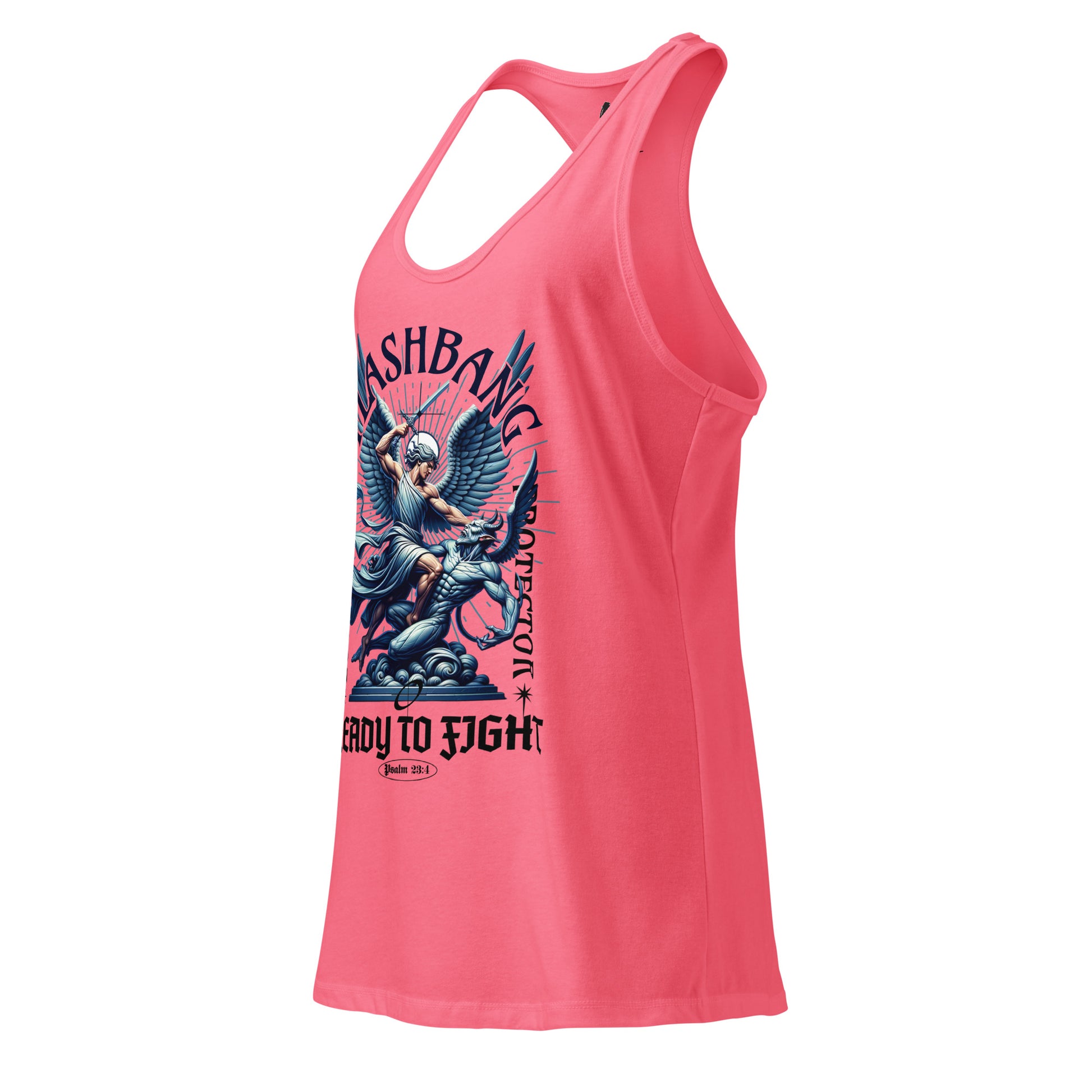 Pink tank top with graphic design on a white background