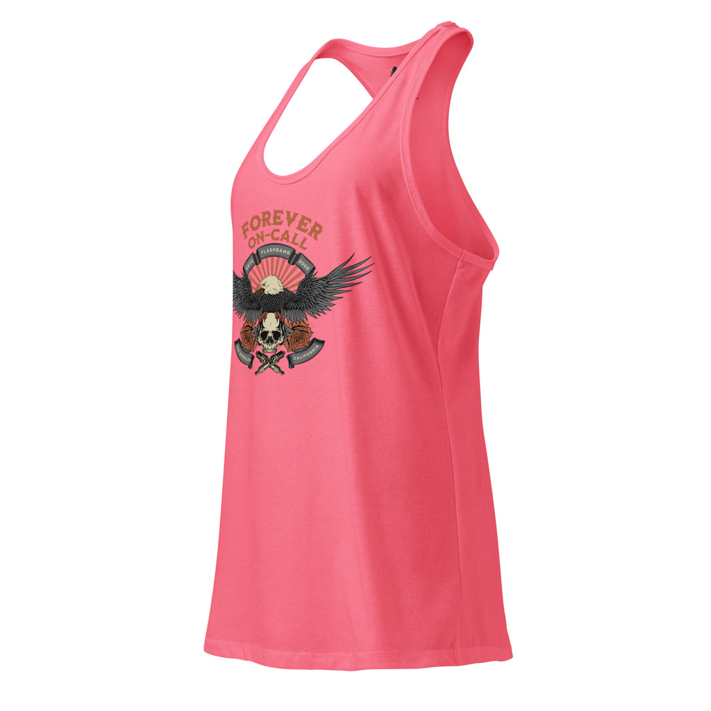 Pink tank top with graphic design on a white background