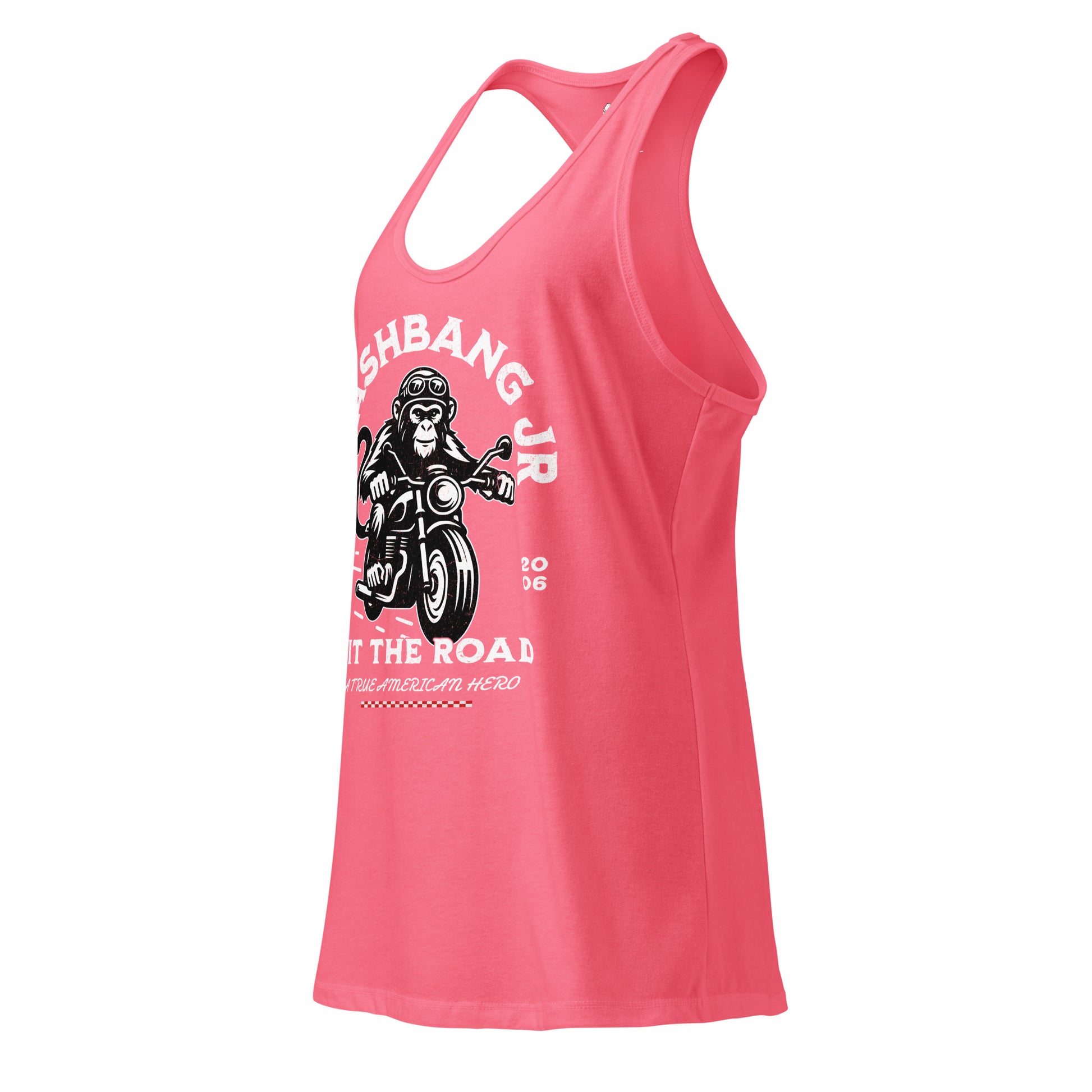Pink tank top with graphic design on a white background