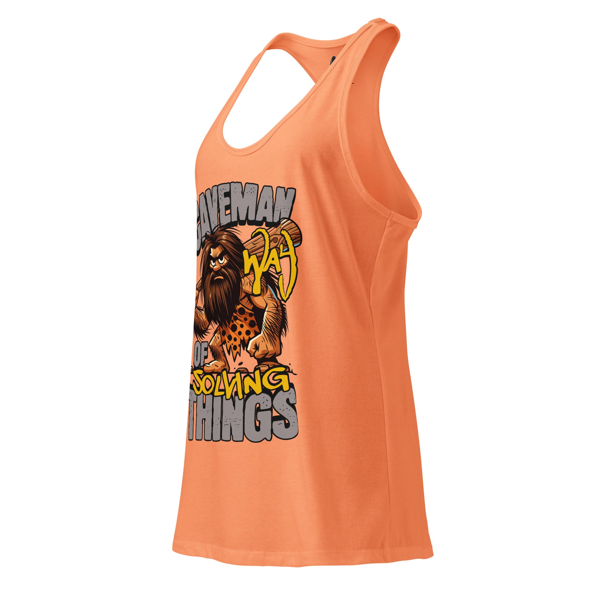 Orange tank top with a graphic design on a white background