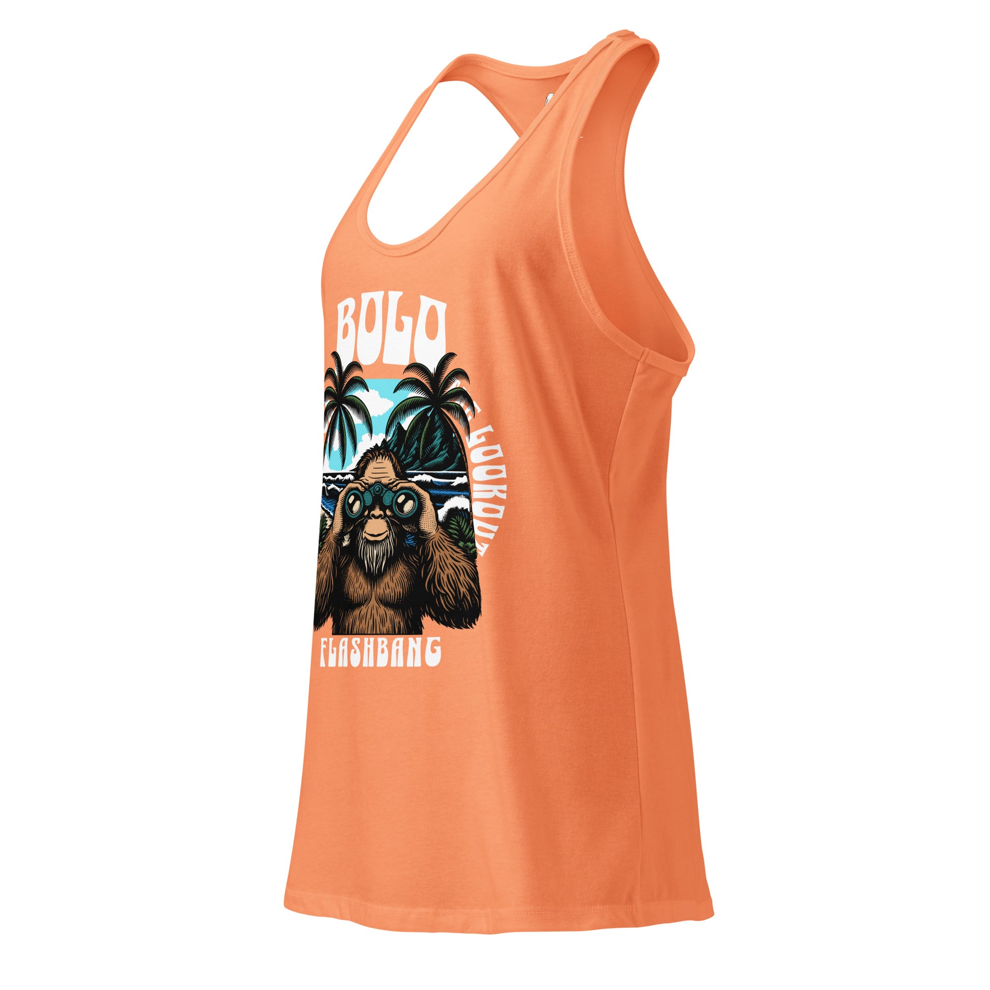 Orange tank top with a graphic design on a white background