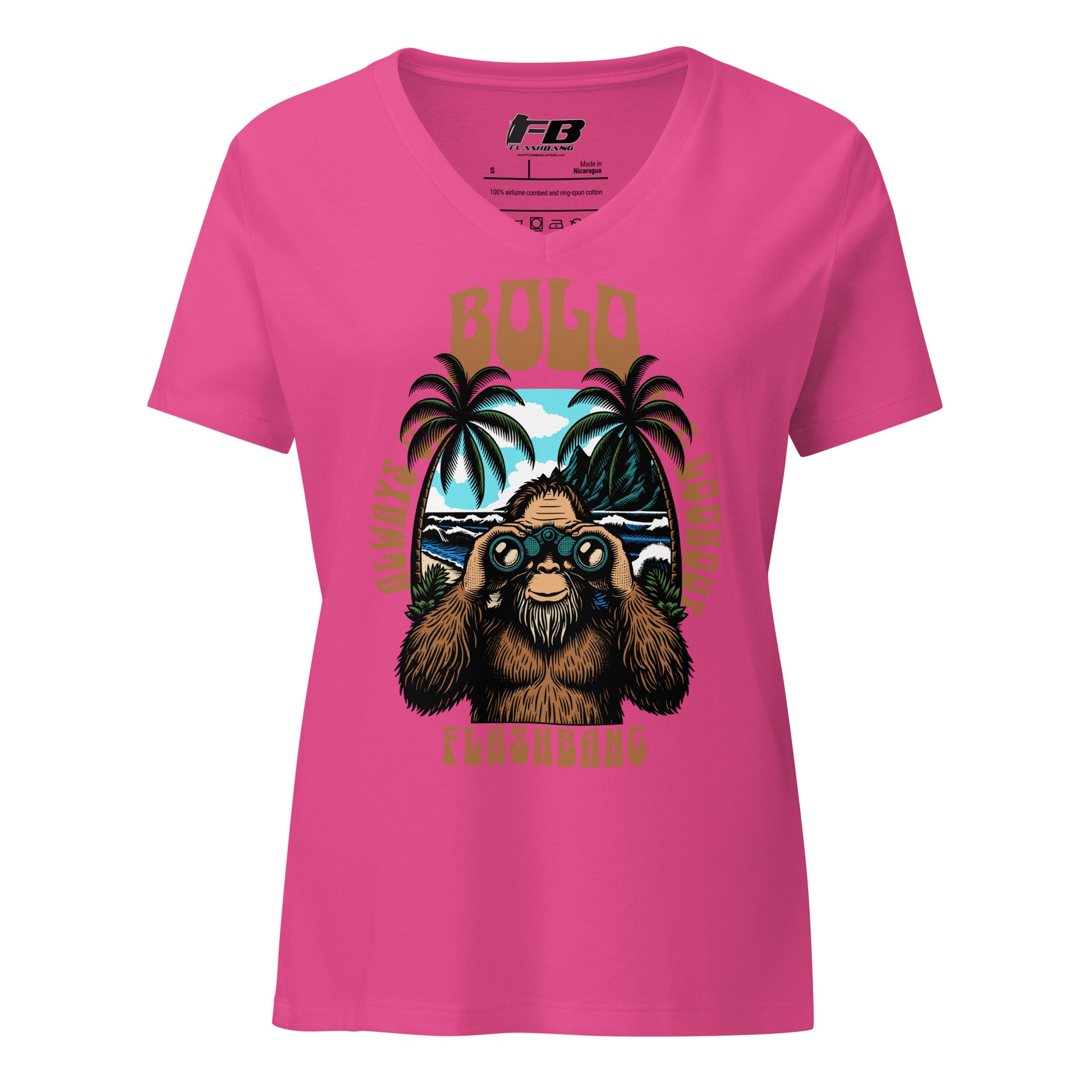 Pink t-shirt with a bear graphic and 'Gold Country' text on a white background