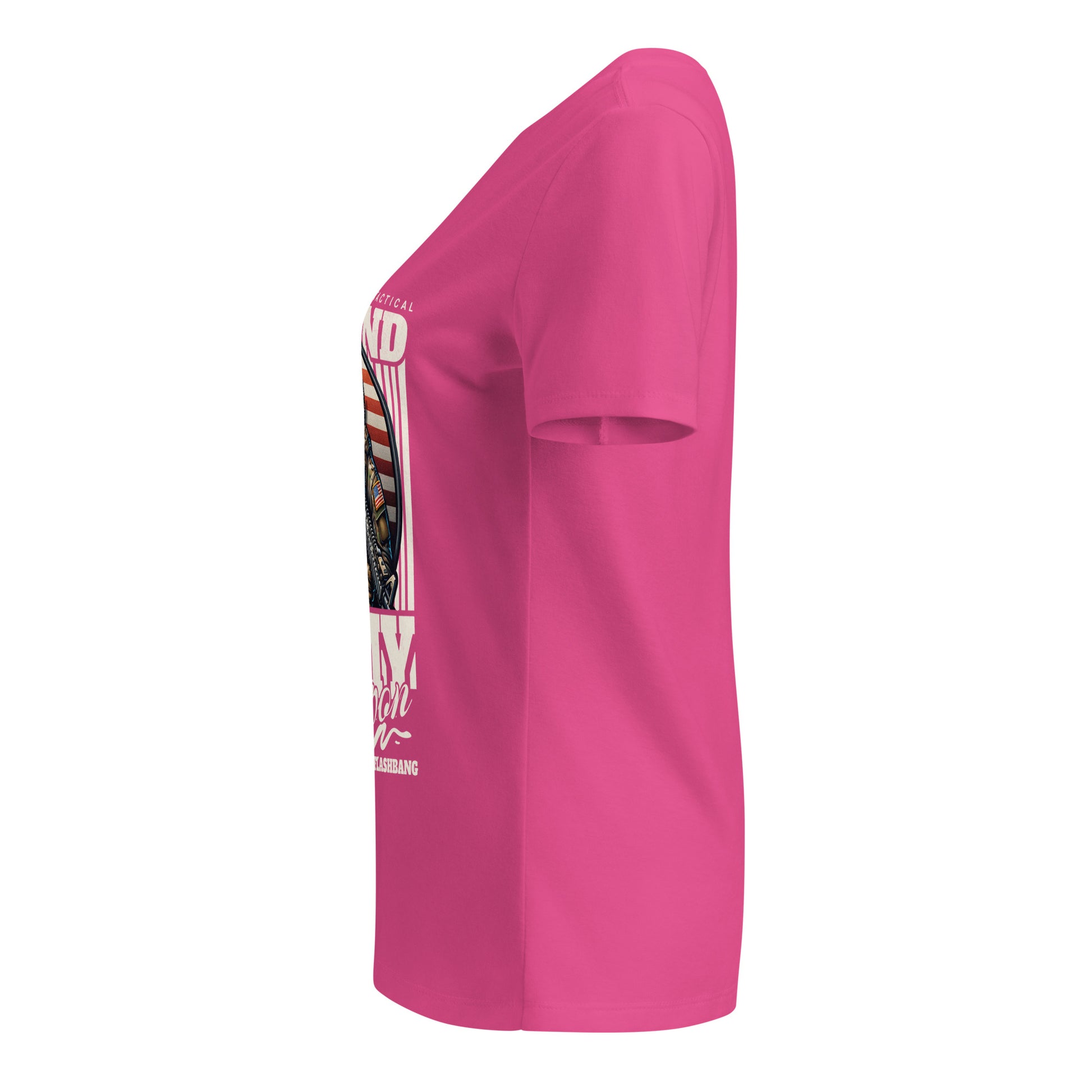 Pink t-shirt with a graphic design on a white background