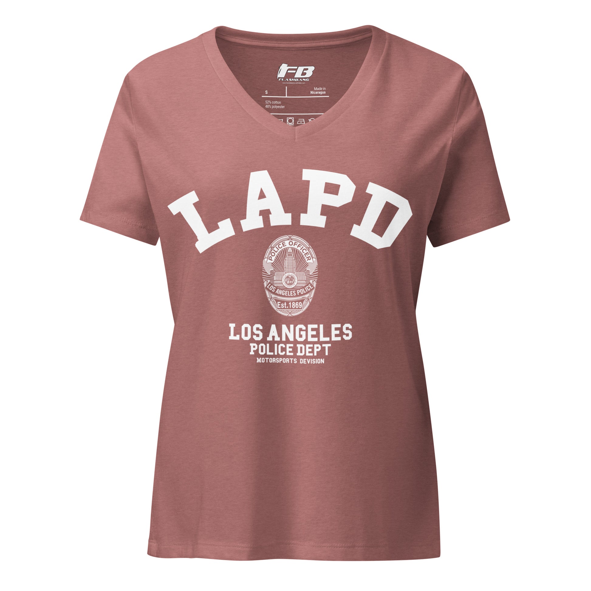 Maroon t-shirt with 'LAPD Los Angeles Police Dept' text and logo on a white background